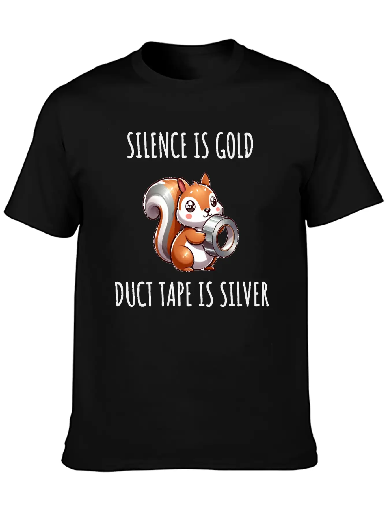 Silence Is Golden Duct Tape Is Silver Squirrel Modern Fit Casual T-Shirt – Clean And Versatile Design