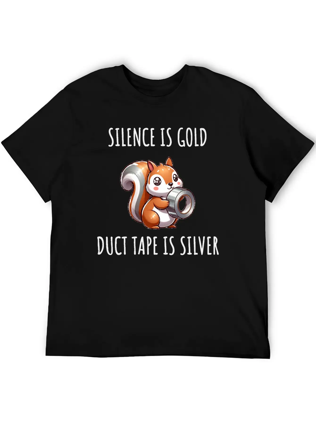 Silence Is Golden Duct Tape Is Silver Squirrel Modern Fit Casual T-Shirt – Clean And Versatile Design