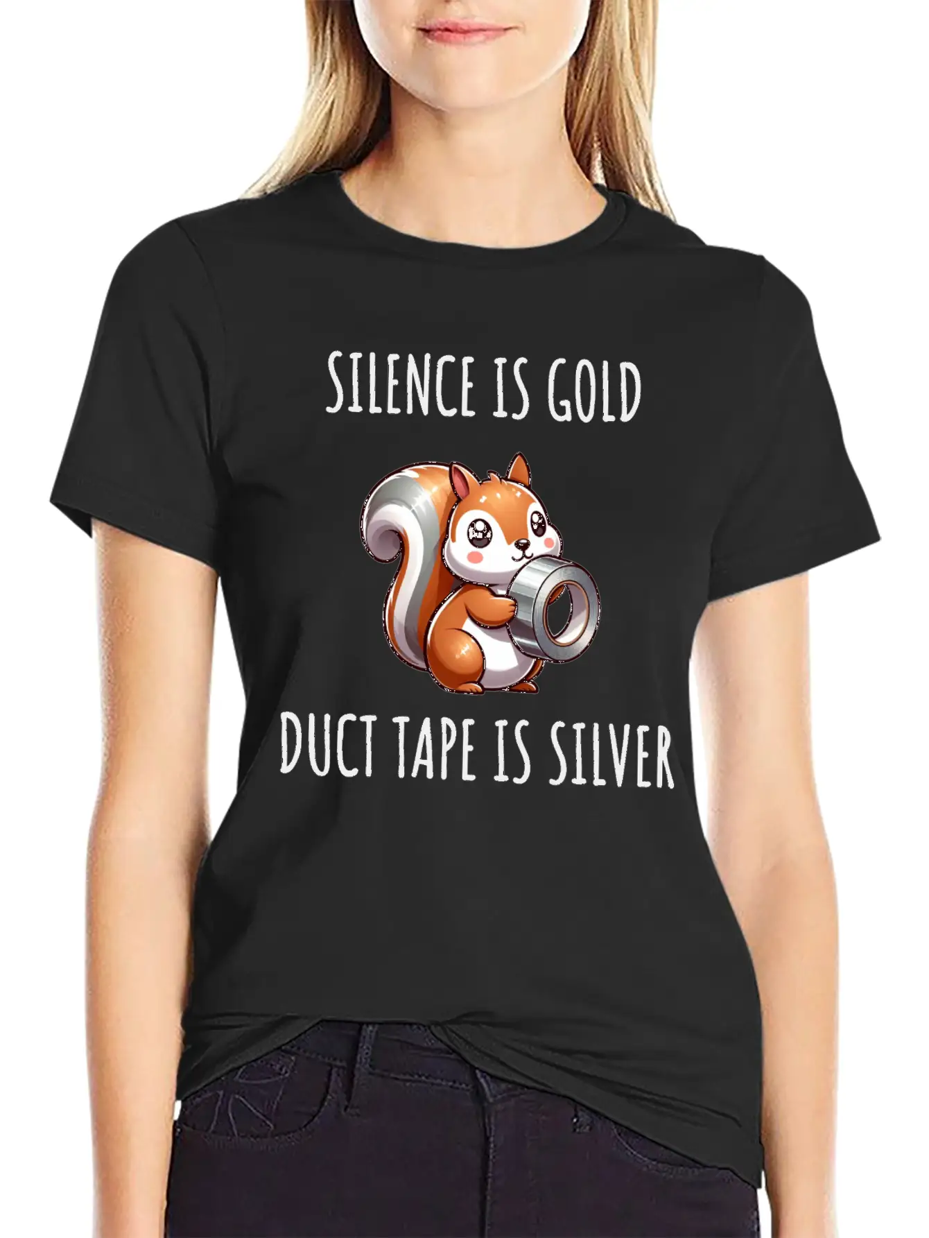 Silence Is Golden Duct Tape Is Silver Squirrel Modern Fit Casual T-Shirt – Clean And Versatile Design