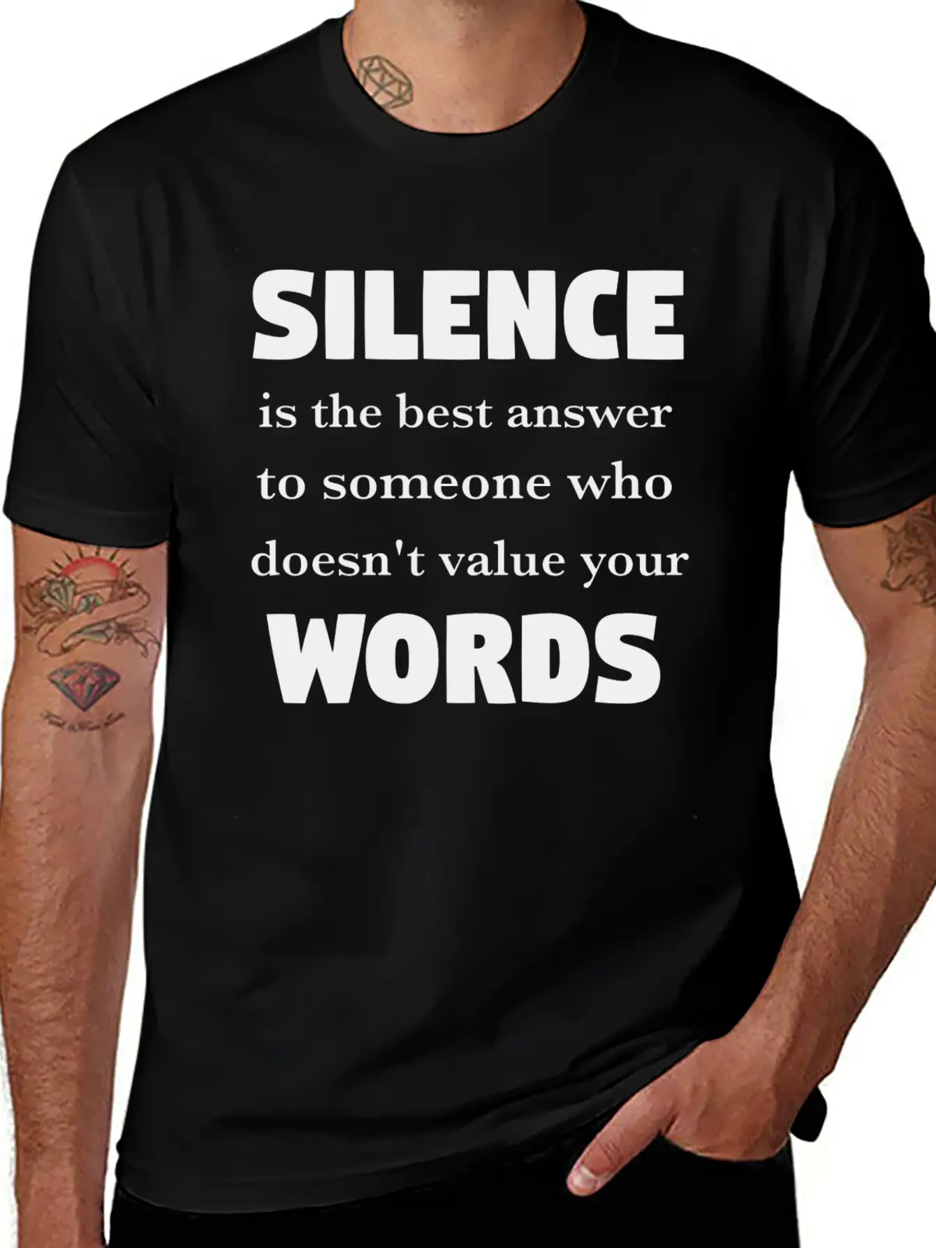 Silence Is The Best Answer -Words Effect Classic Cotton Tee – Unisex Comfort For Any Season