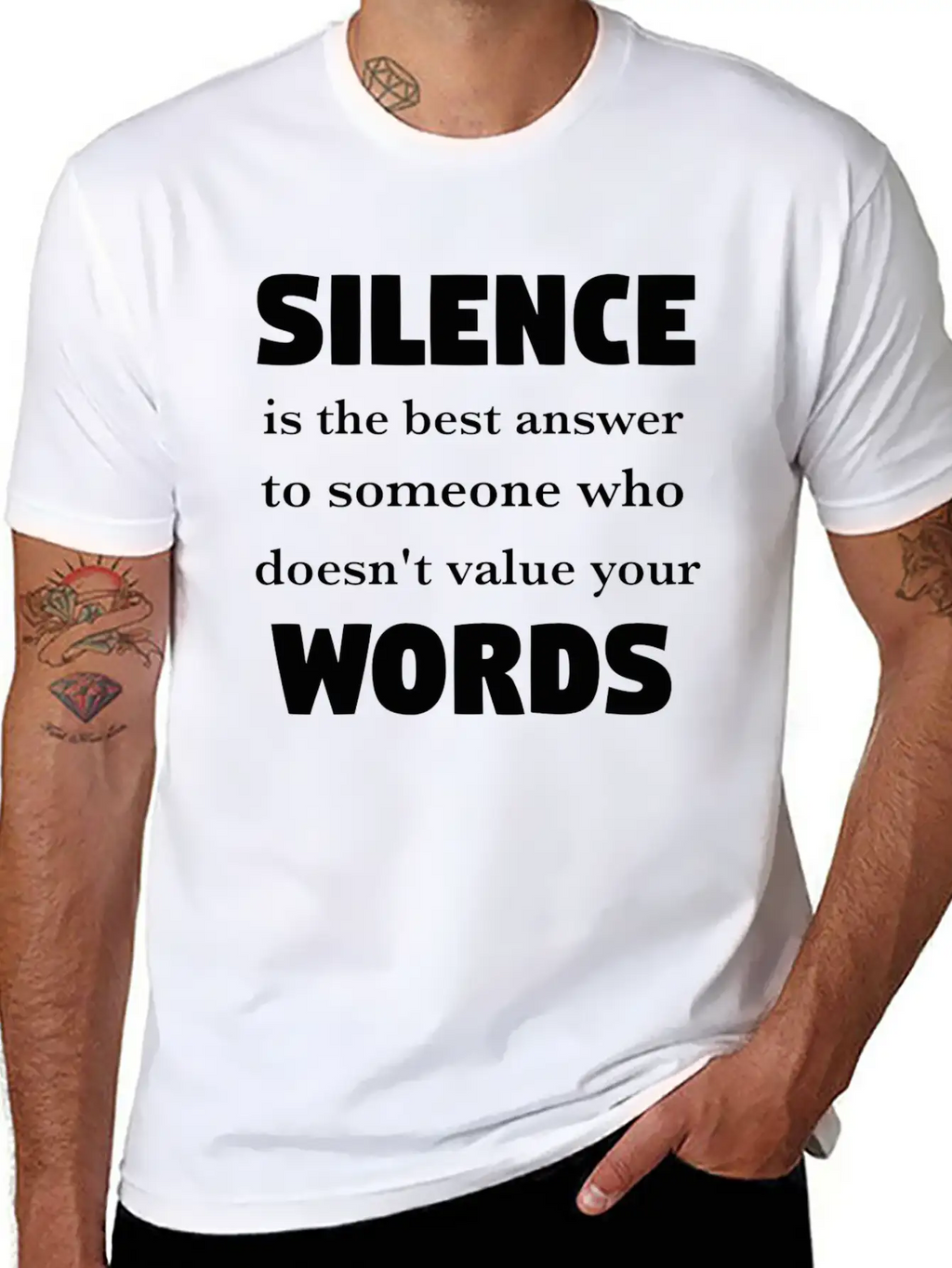 Silence Is The Best Answer -Words Effect Classic Cotton Tee – Unisex Comfort For Any Season