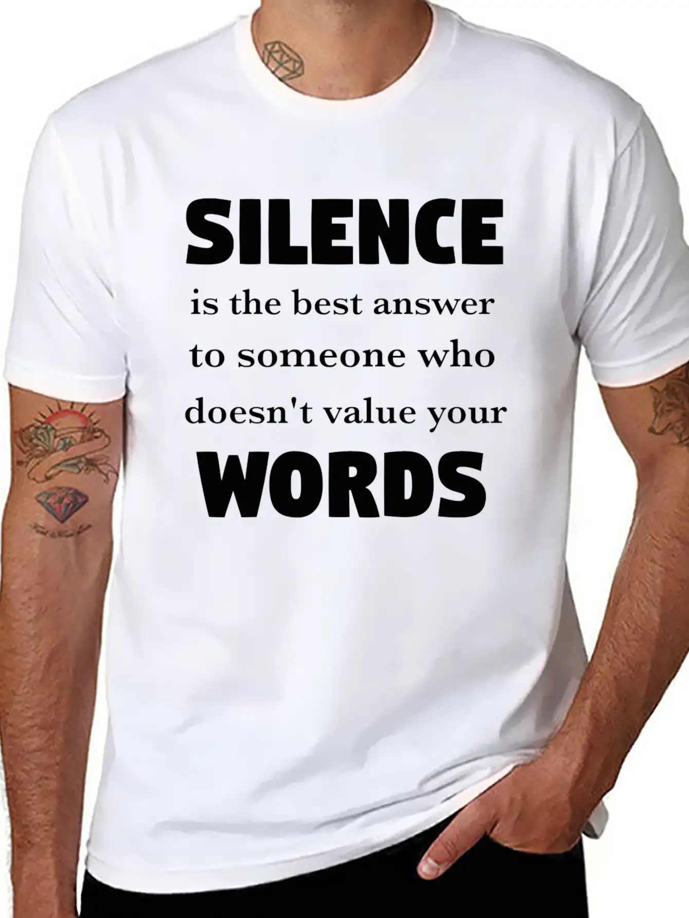 Silence Is The Best Answer -Words Effect Classic Cotton Tee – Unisex Comfort For Any Season