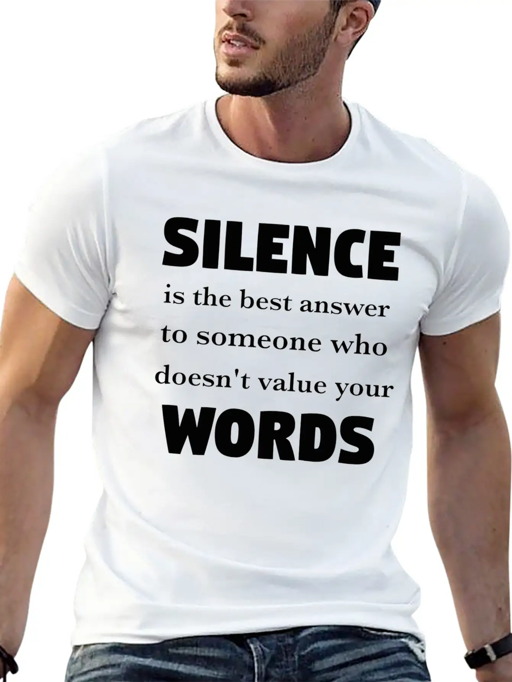Silence Is The Best Answer -Words Effect Classic Cotton Tee – Unisex Comfort For Any Season