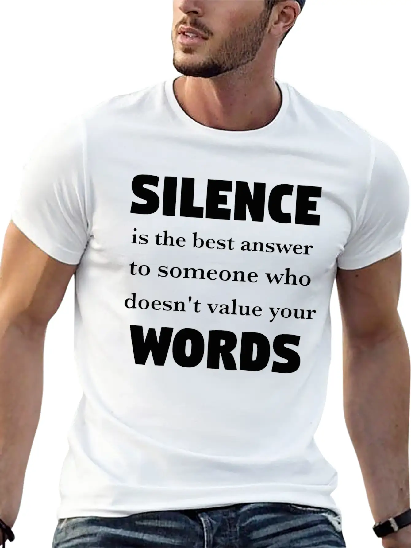 Silence Is The Best Answer -Words Effect Classic Cotton Tee – Unisex Comfort For Any Season