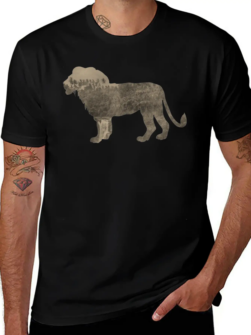 Silhouette Jungle Series Lion Essential Cotton Tee For Daily Outfits – Unisex Style