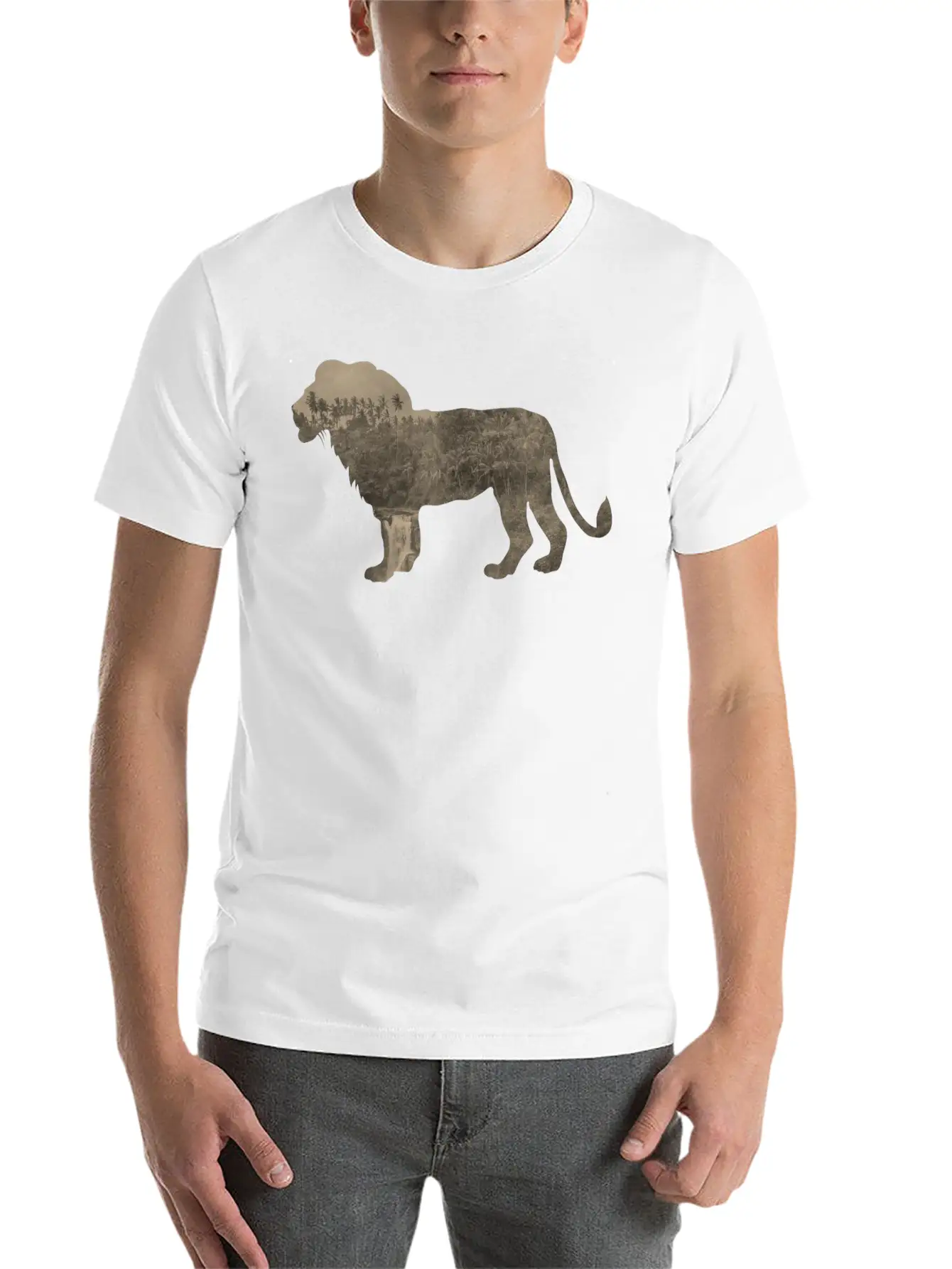 Silhouette Jungle Series Lion Essential Cotton Tee For Daily Outfits – Unisex Style
