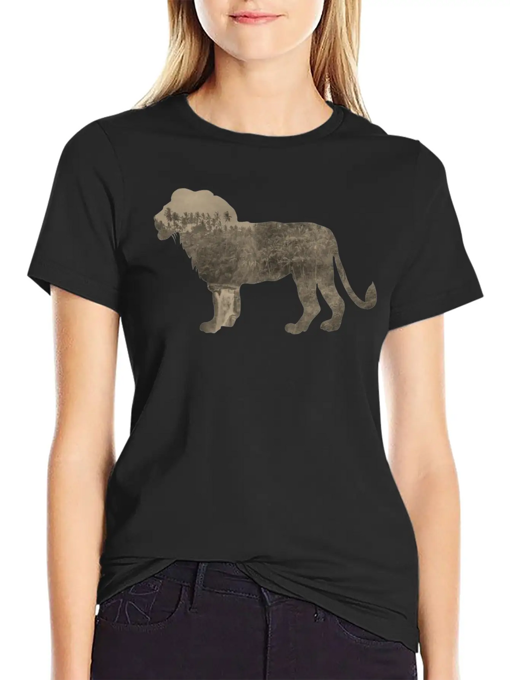 Silhouette Jungle Series Lion Essential Cotton Tee For Daily Outfits – Unisex Style