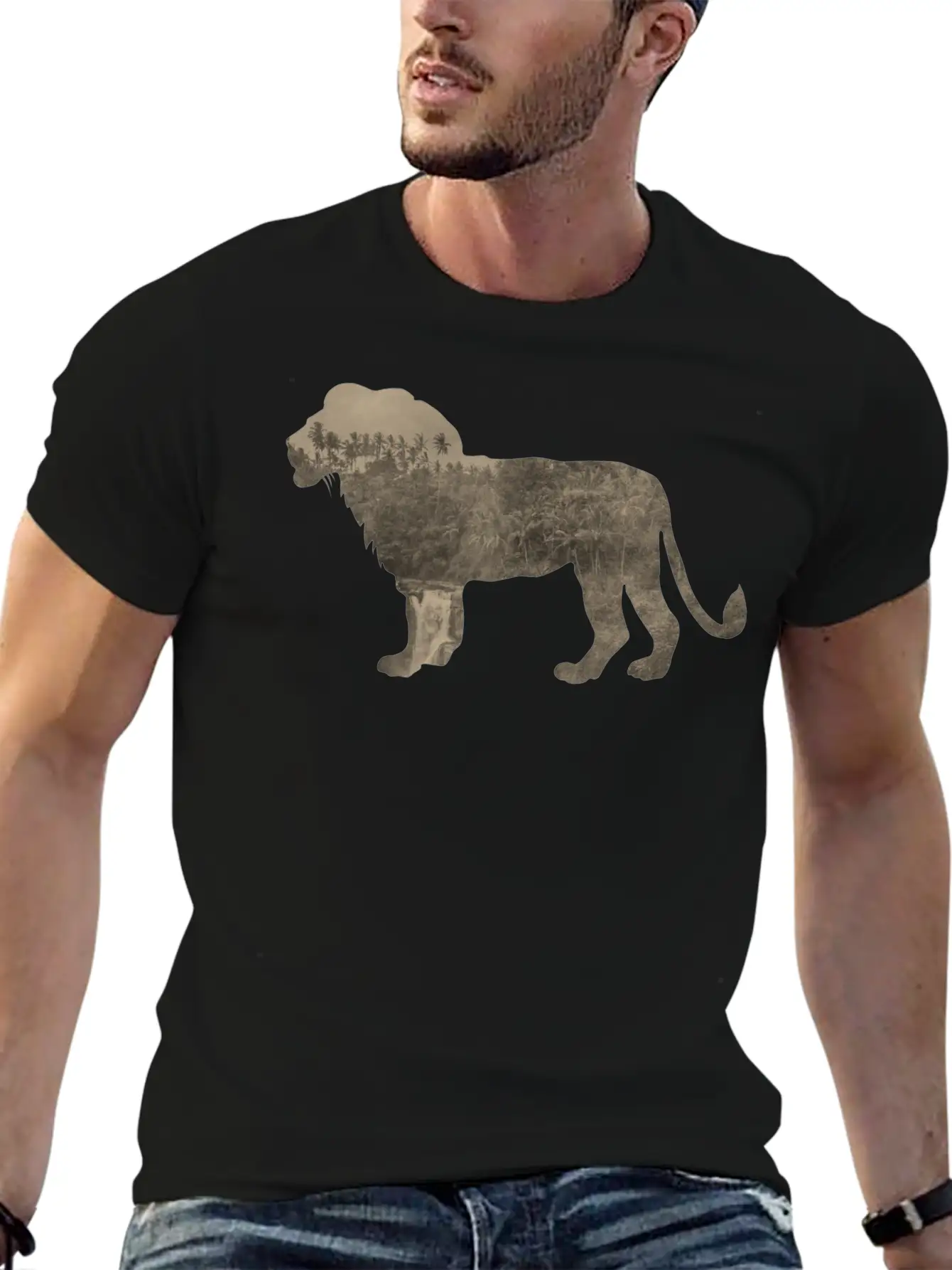 Silhouette Jungle Series Lion Essential Cotton Tee For Daily Outfits – Unisex Style
