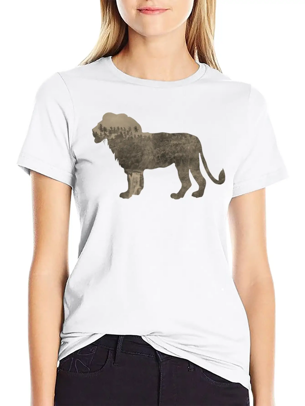 Silhouette Jungle Series Lion Essential Cotton Tee For Daily Outfits – Unisex Style