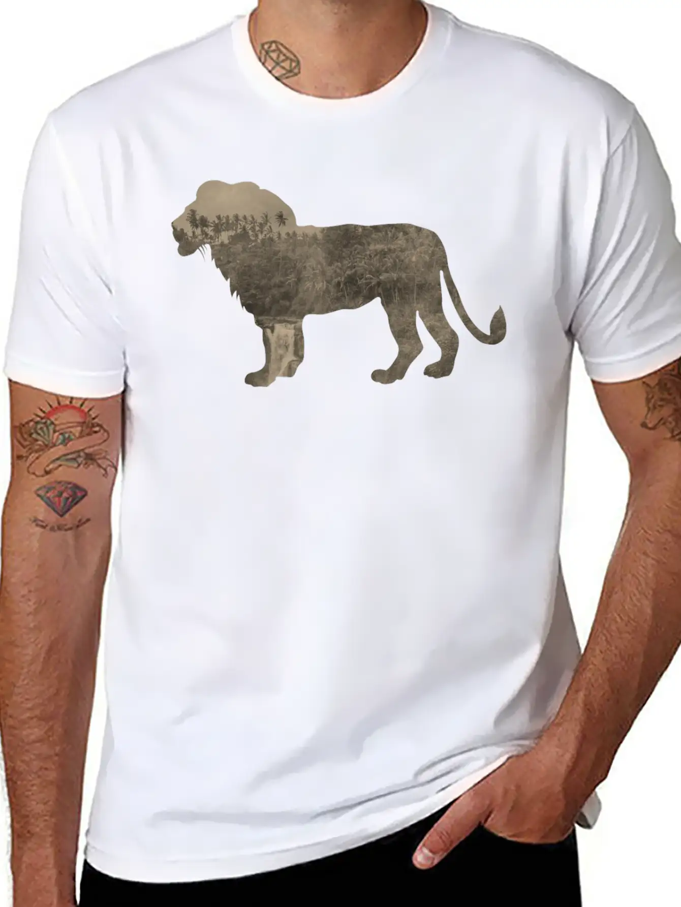 Silhouette Jungle Series Lion Essential Cotton Tee For Daily Outfits – Unisex Style