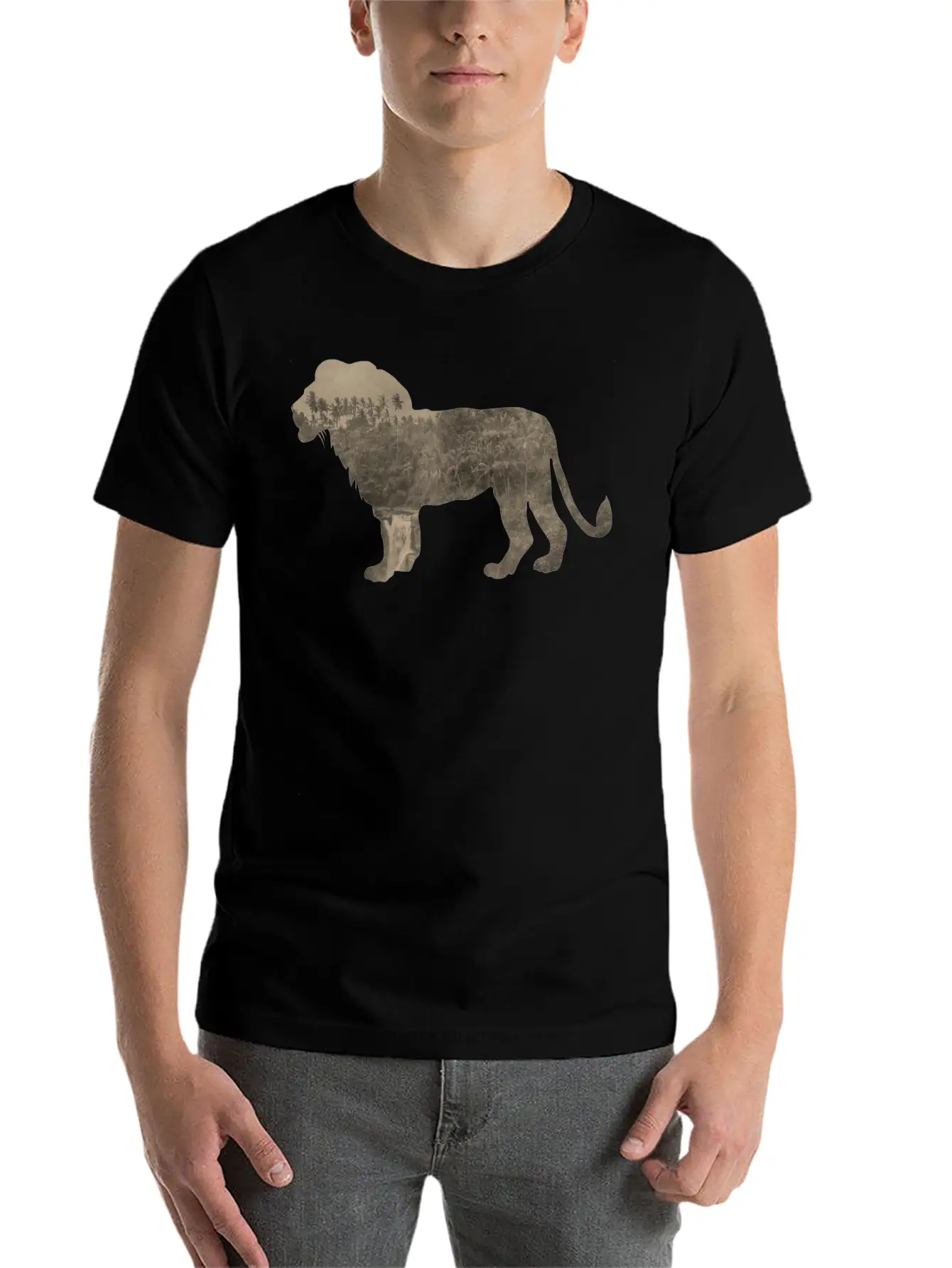 Silhouette Jungle Series Lion Essential Cotton Tee For Daily Outfits – Unisex Style