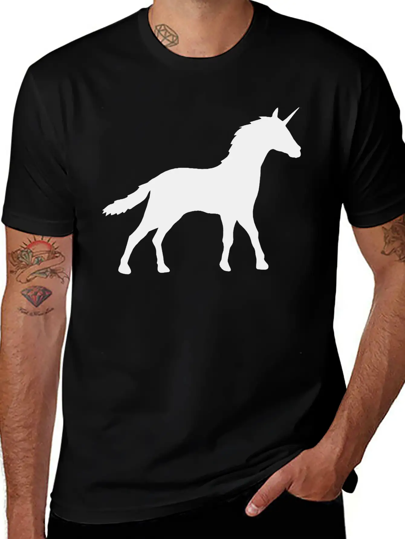 Silhouette Unicorn Outline Shadow Unisex Casual T-Shirt – Clean Design For Daily Comfort