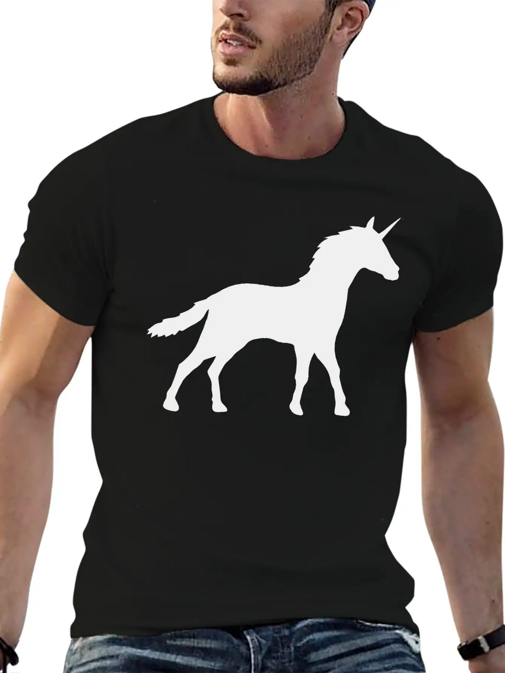 Silhouette Unicorn Outline Shadow Unisex Casual T-Shirt – Clean Design For Daily Comfort