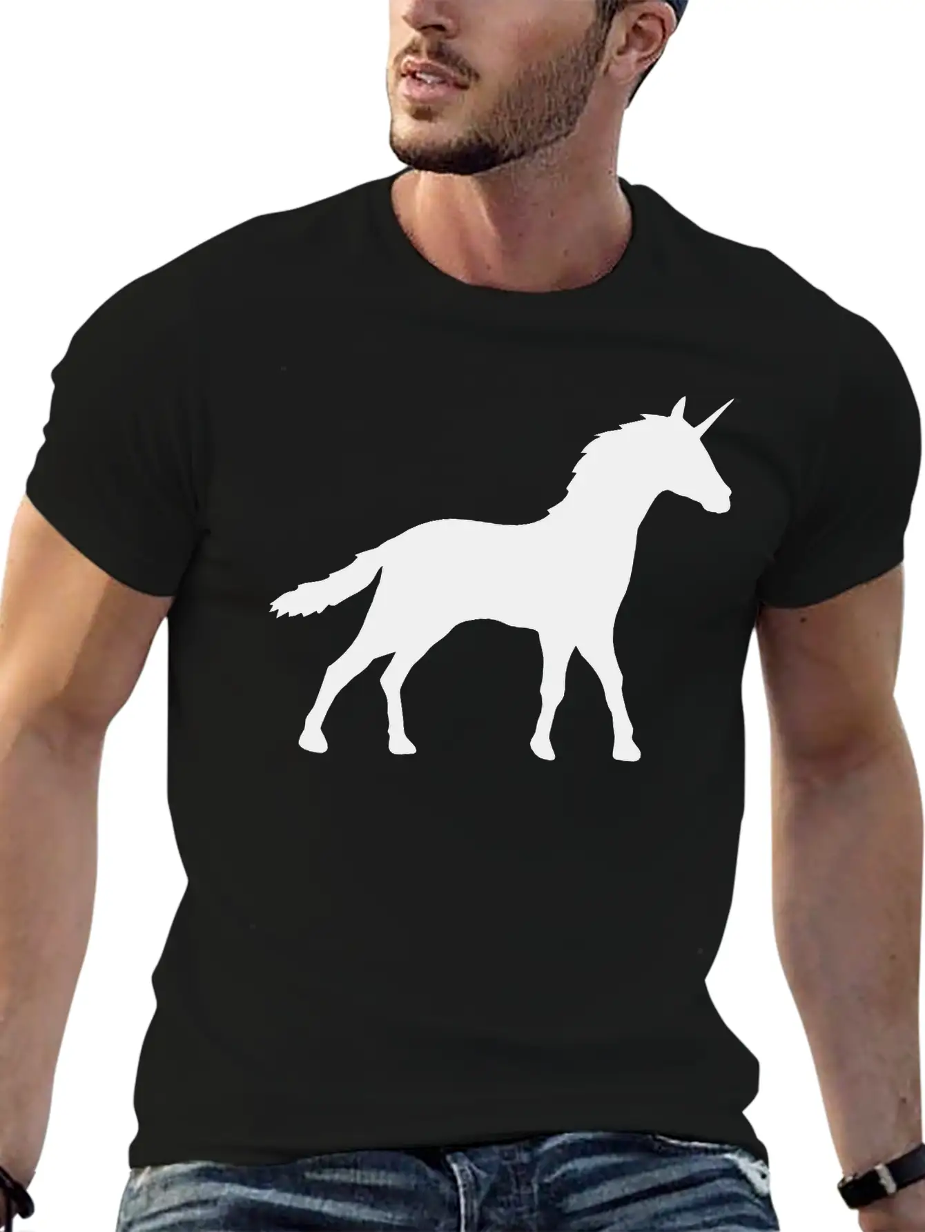 Silhouette Unicorn Outline Shadow Unisex Casual T-Shirt – Clean Design For Daily Comfort