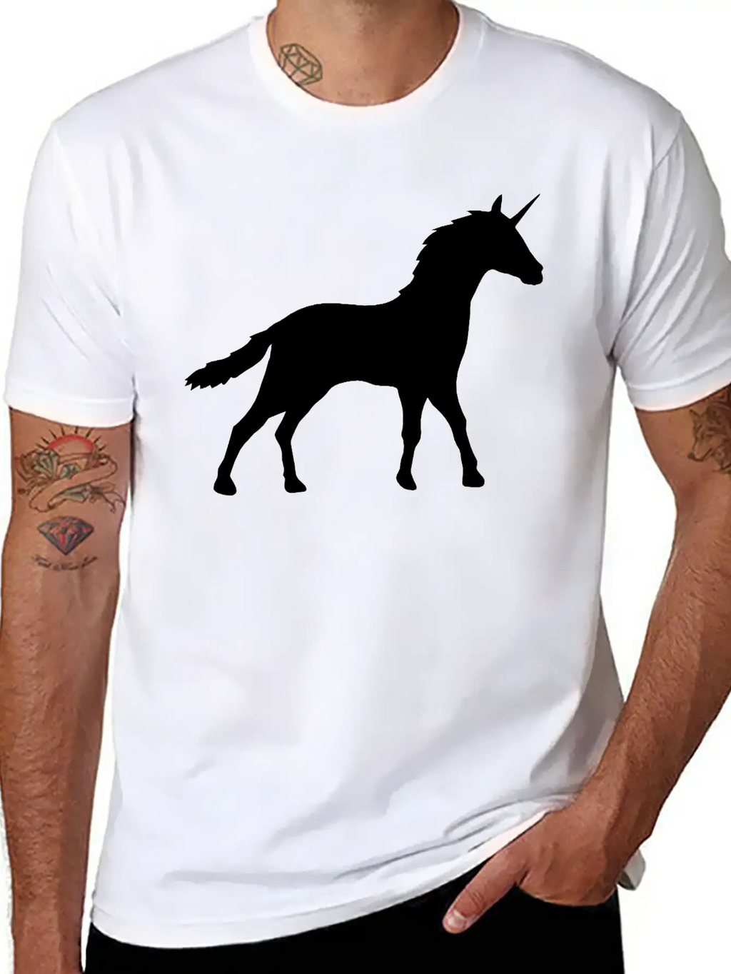 Silhouette Unicorn Outline Shadow Unisex Casual T-Shirt – Clean Design For Daily Comfort