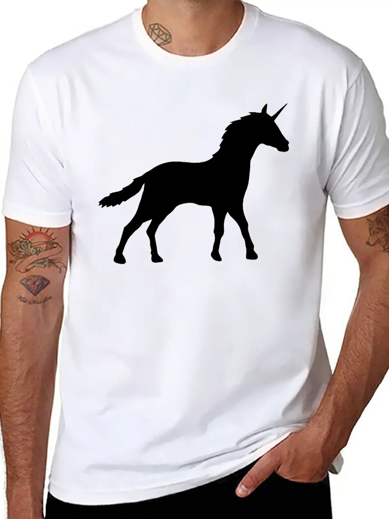 Silhouette Unicorn Outline Shadow Unisex Casual T-Shirt – Clean Design For Daily Comfort