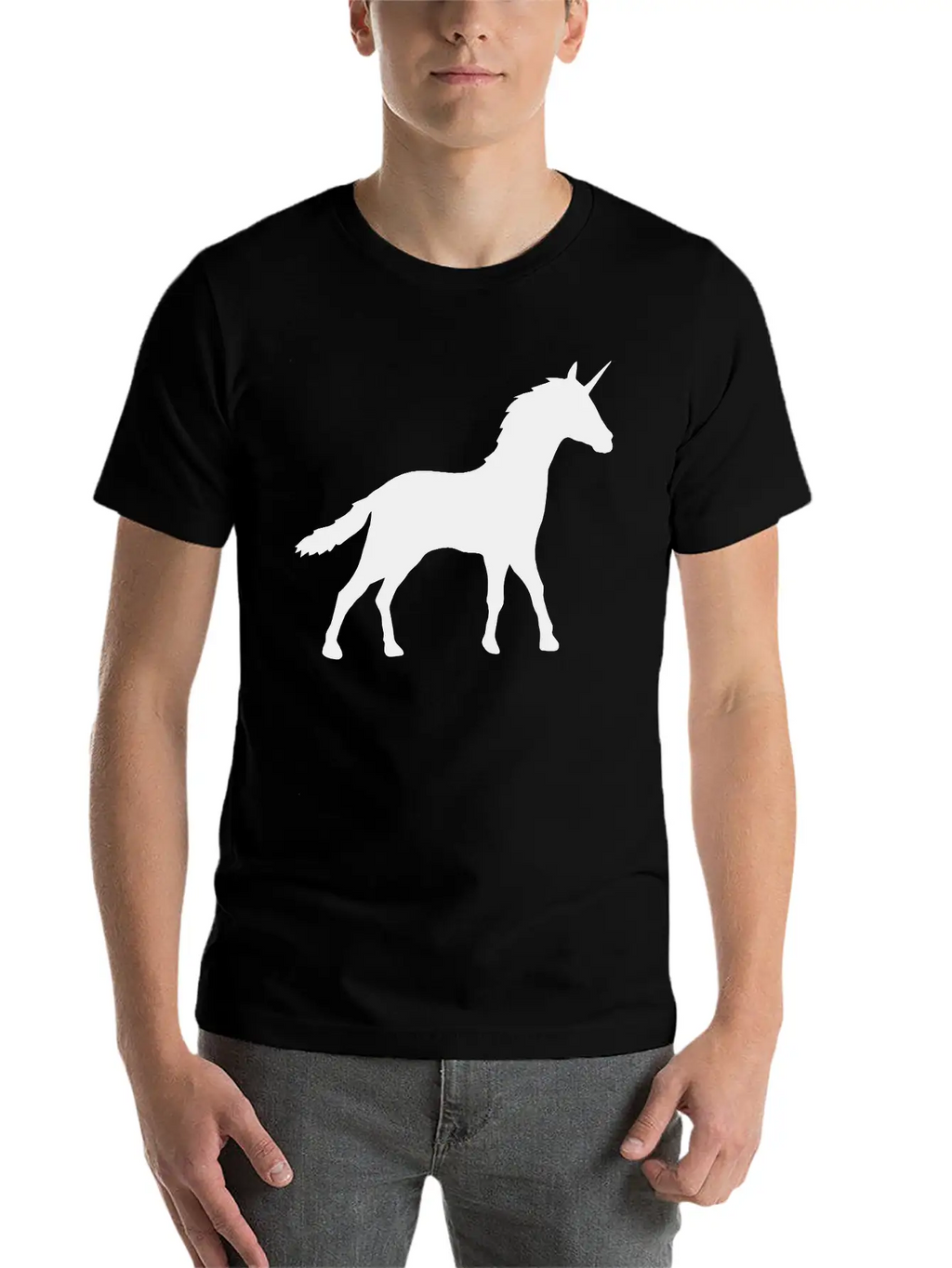 Silhouette Unicorn Outline Shadow Unisex Casual T-Shirt – Clean Design For Daily Comfort