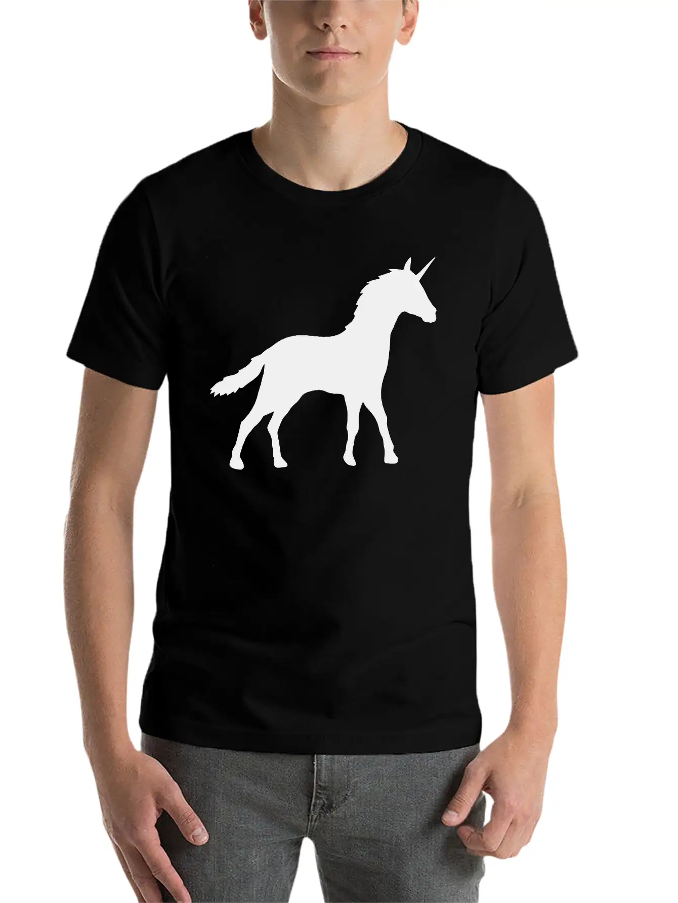 Silhouette Unicorn Outline Shadow Unisex Casual T-Shirt – Clean Design For Daily Comfort