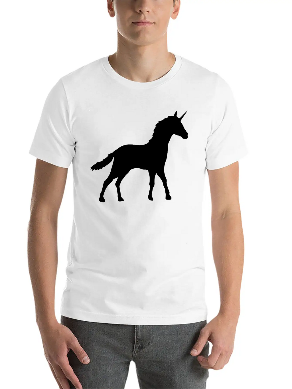 Silhouette Unicorn Outline Shadow Unisex Casual T-Shirt – Clean Design For Daily Comfort