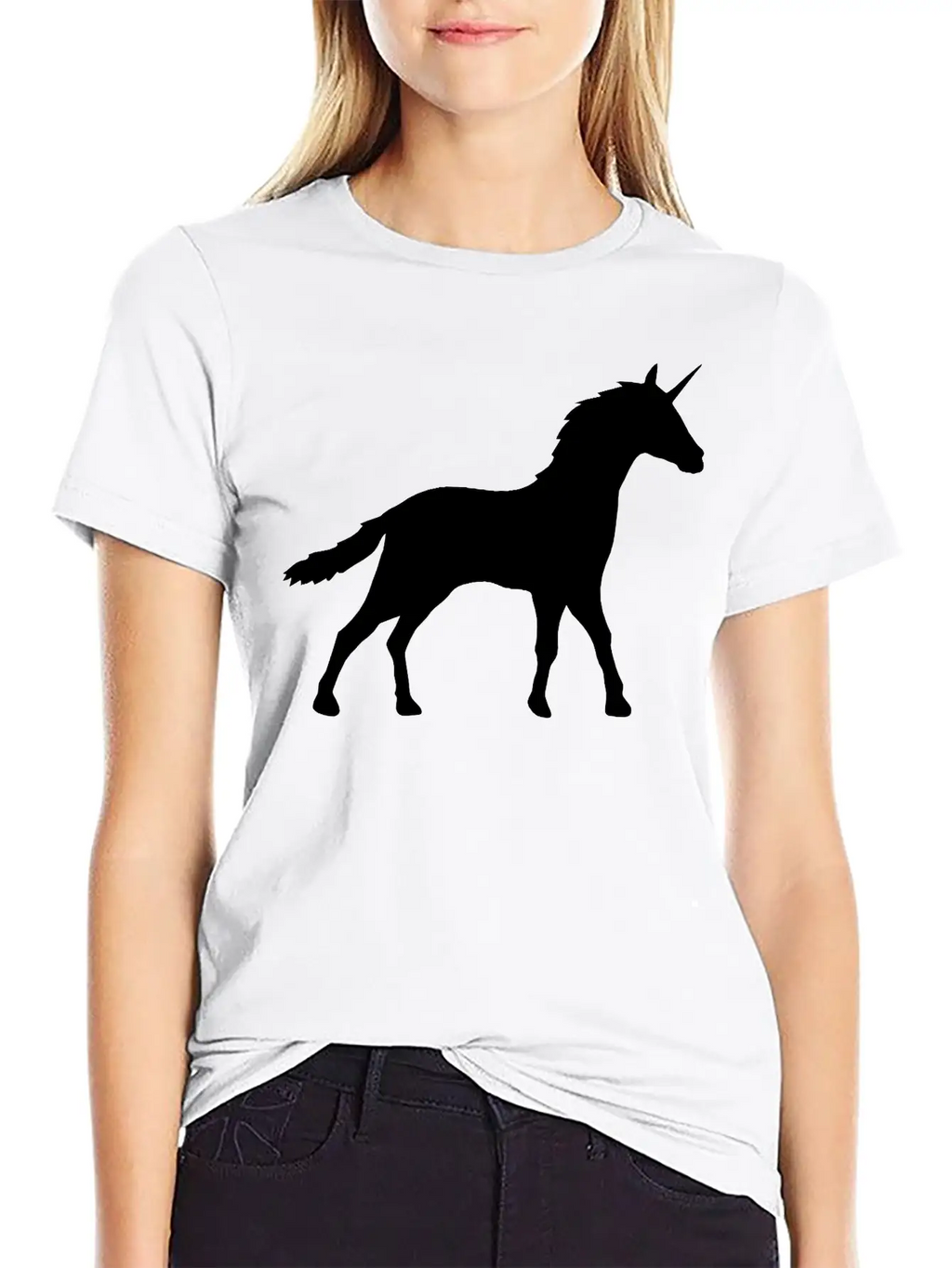 Silhouette Unicorn Outline Shadow Unisex Casual T-Shirt – Clean Design For Daily Comfort