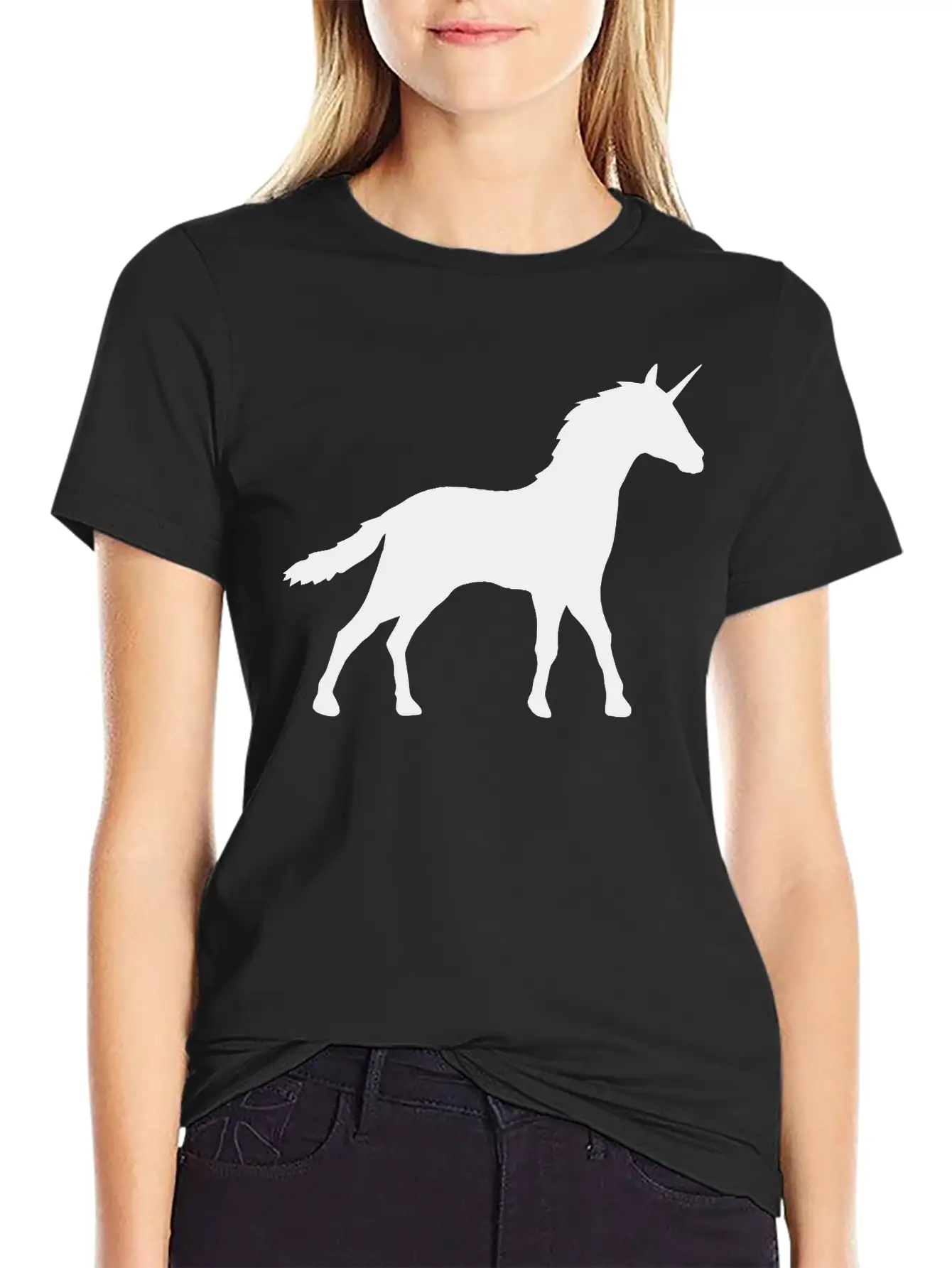 Silhouette Unicorn Outline Shadow Unisex Casual T-Shirt – Clean Design For Daily Comfort
