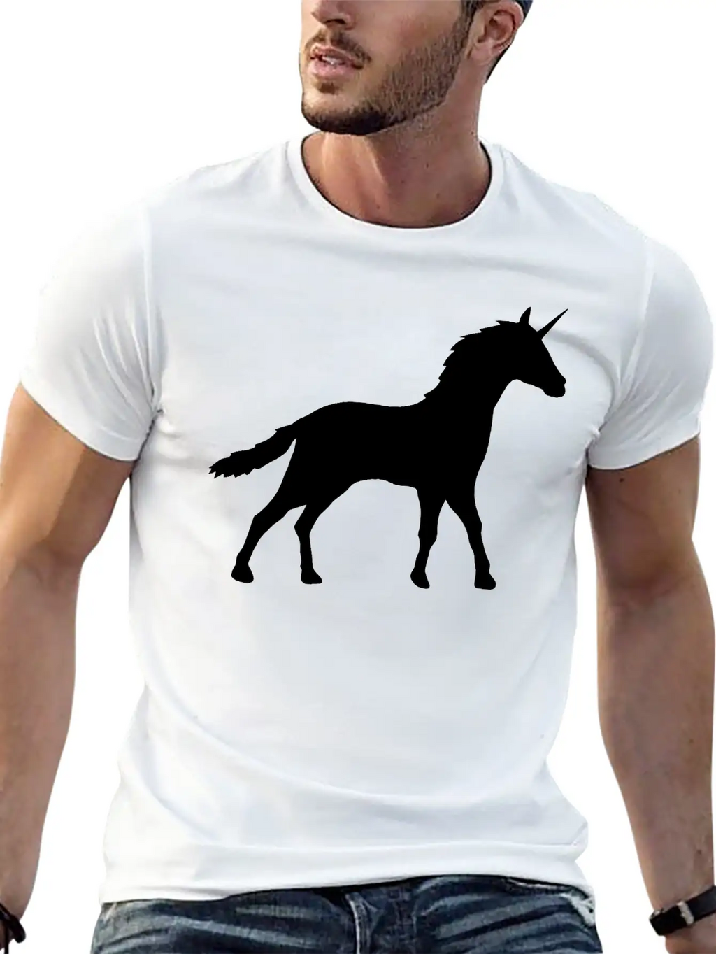 Silhouette Unicorn Outline Shadow Unisex Casual T-Shirt – Clean Design For Daily Comfort