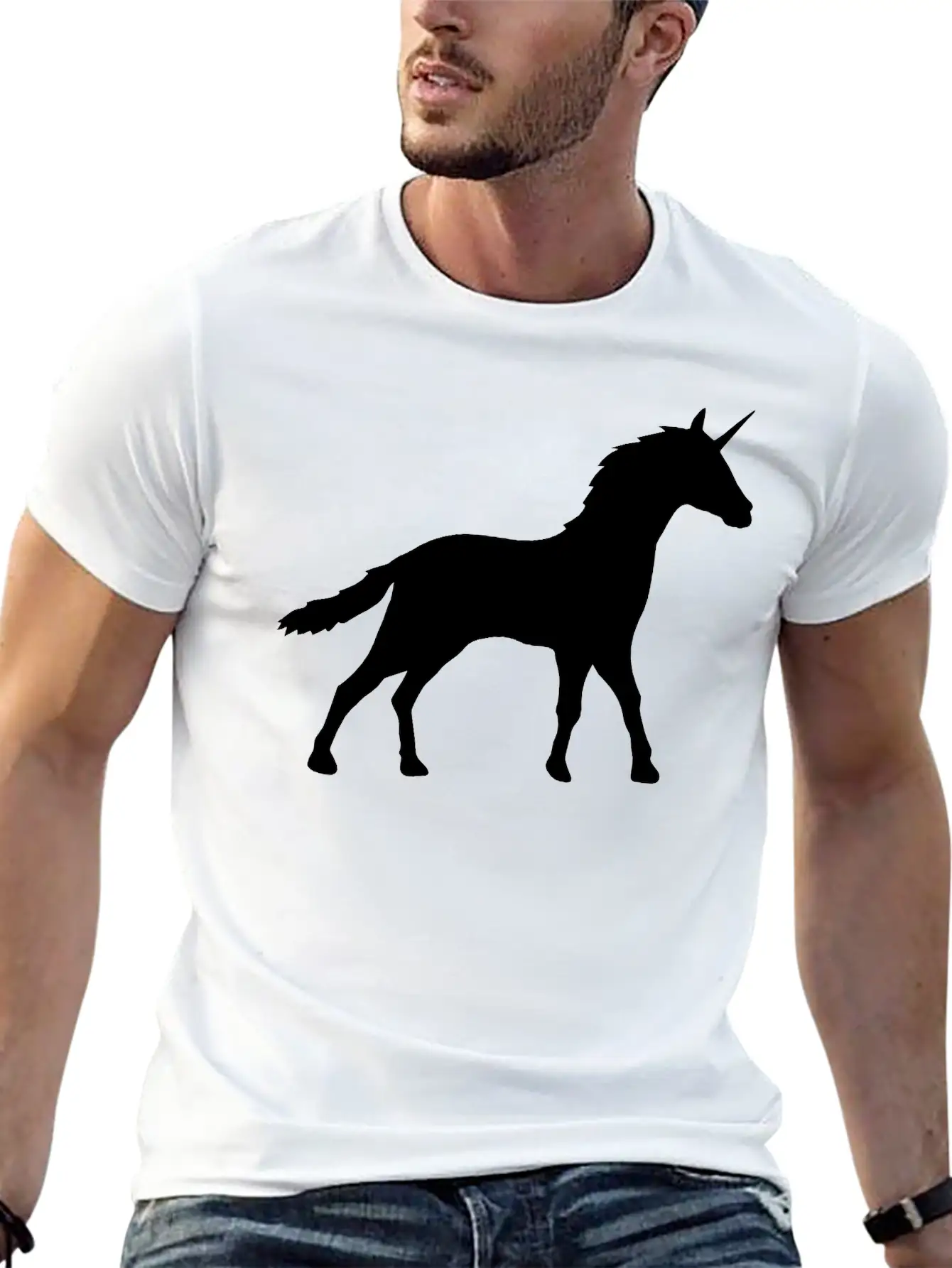 Silhouette Unicorn Outline Shadow Unisex Casual T-Shirt – Clean Design For Daily Comfort