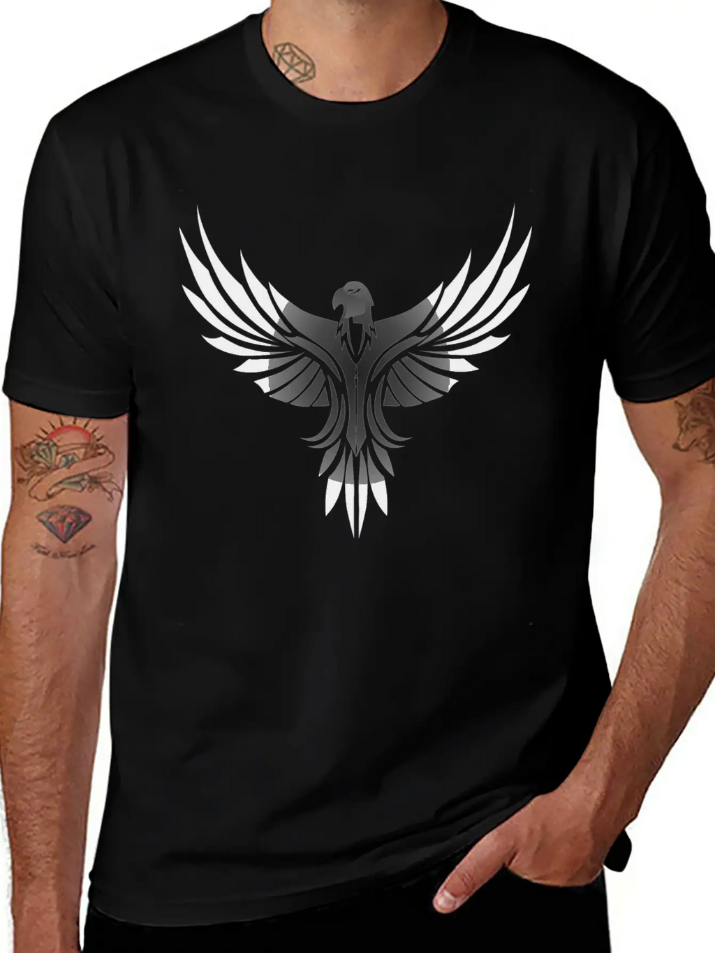 Silver Eagle Logo For Gaming Modern Fit Casual T-Shirt – Clean And Versatile Design