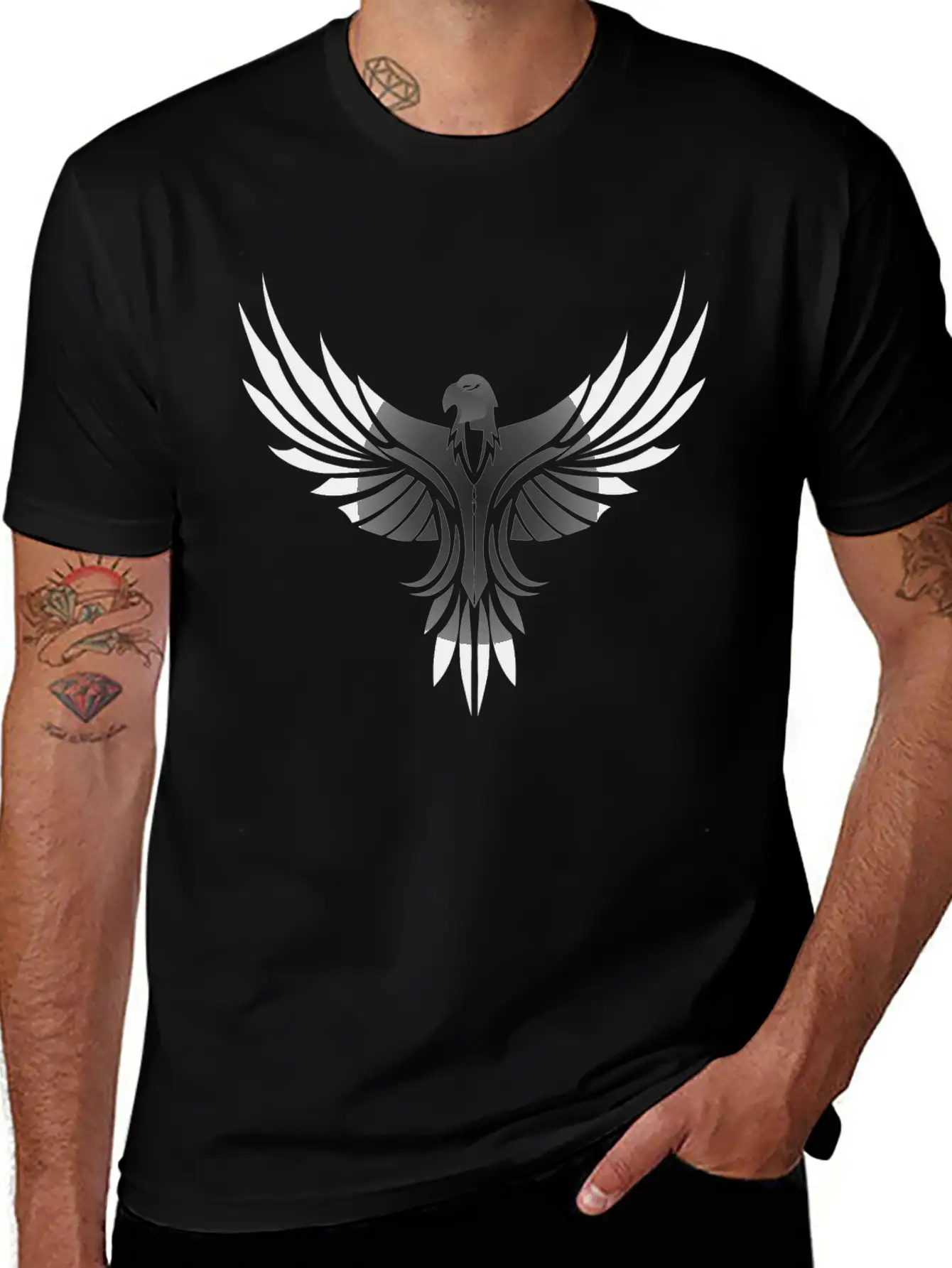 Silver Eagle Logo For Gaming Modern Fit Casual T-Shirt – Clean And Versatile Design