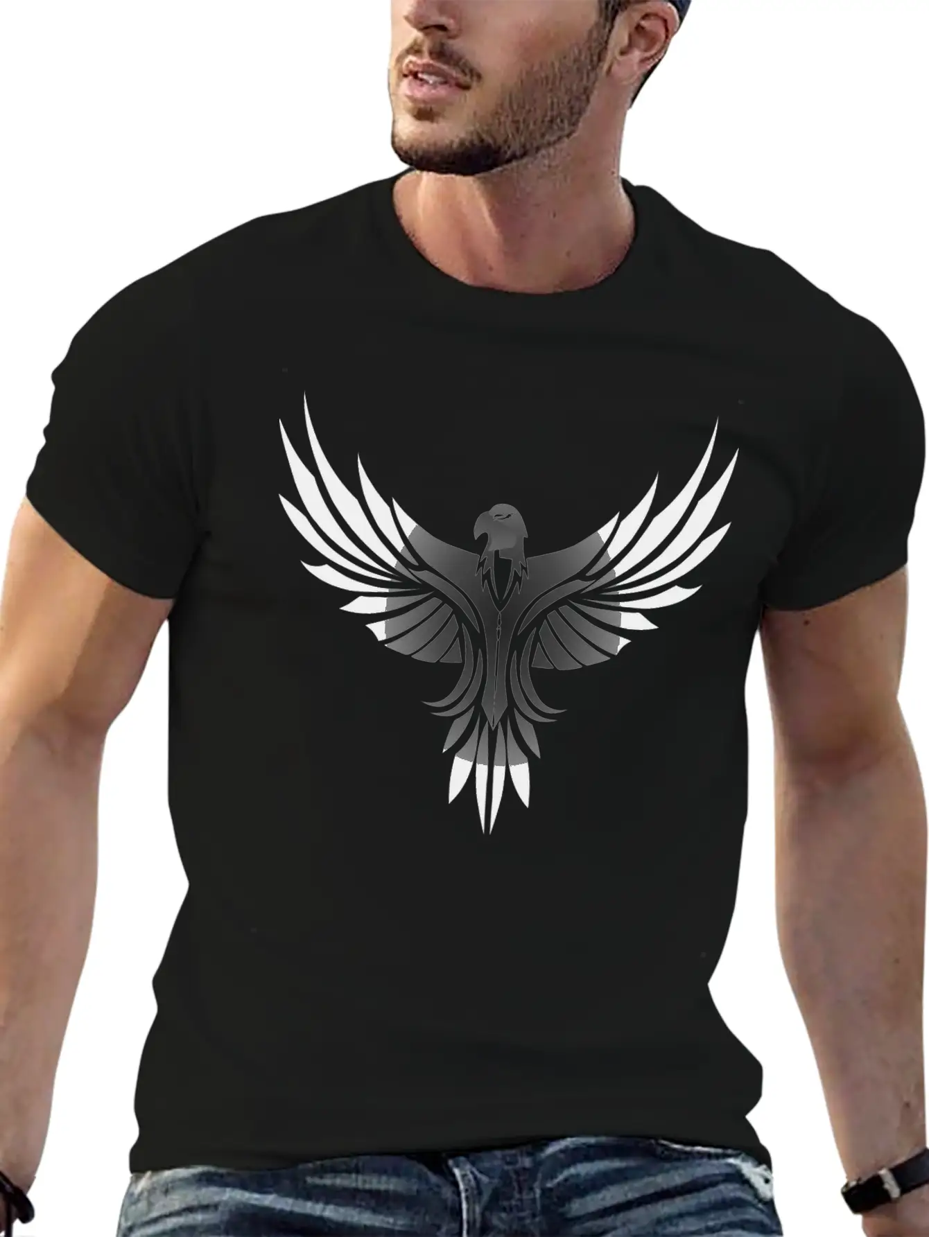 Silver Eagle Logo For Gaming Modern Fit Casual T-Shirt – Clean And Versatile Design