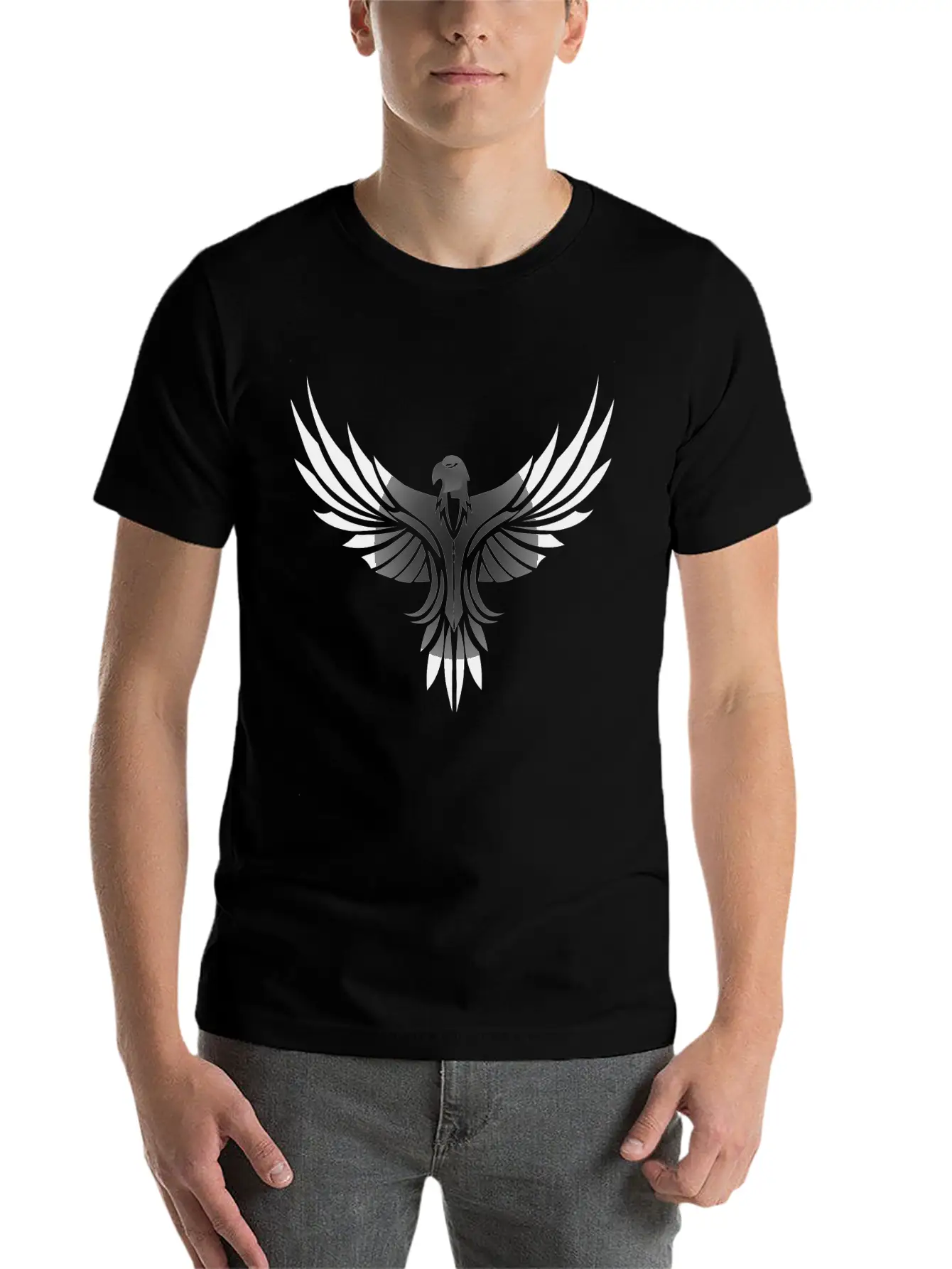 Silver Eagle Logo For Gaming Modern Fit Casual T-Shirt – Clean And Versatile Design