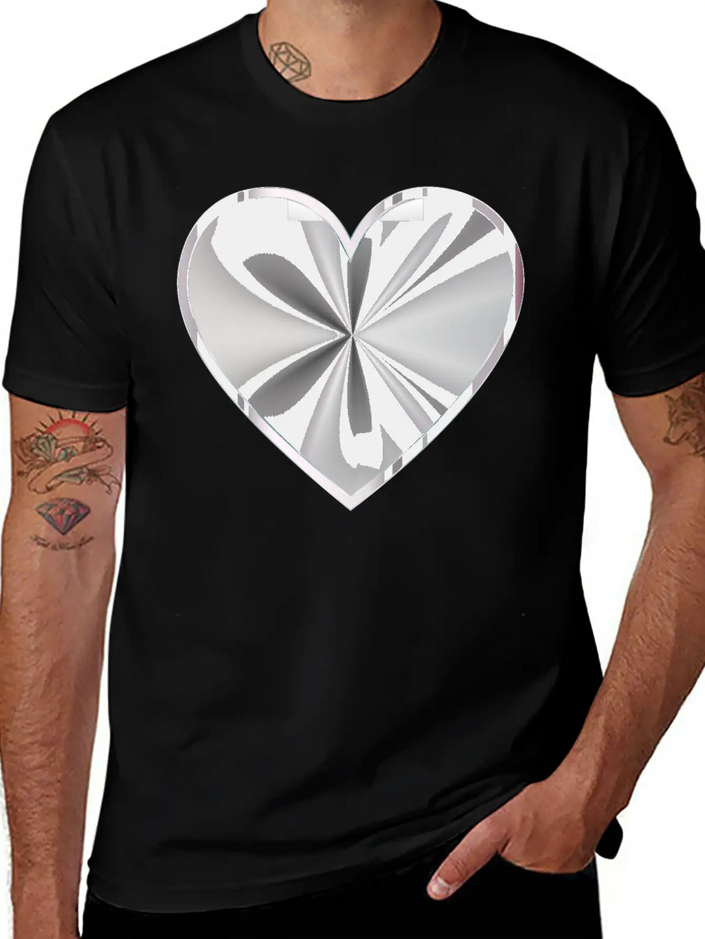 Silver Radiating Heart Classic Cotton Tee – Unisex Comfort For Any Season