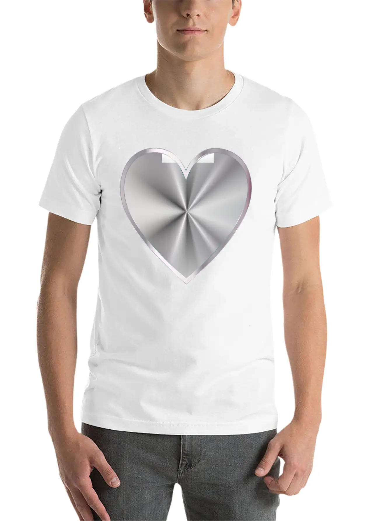 Silver Radiating Heart Classic Cotton Tee – Unisex Comfort For Any Season