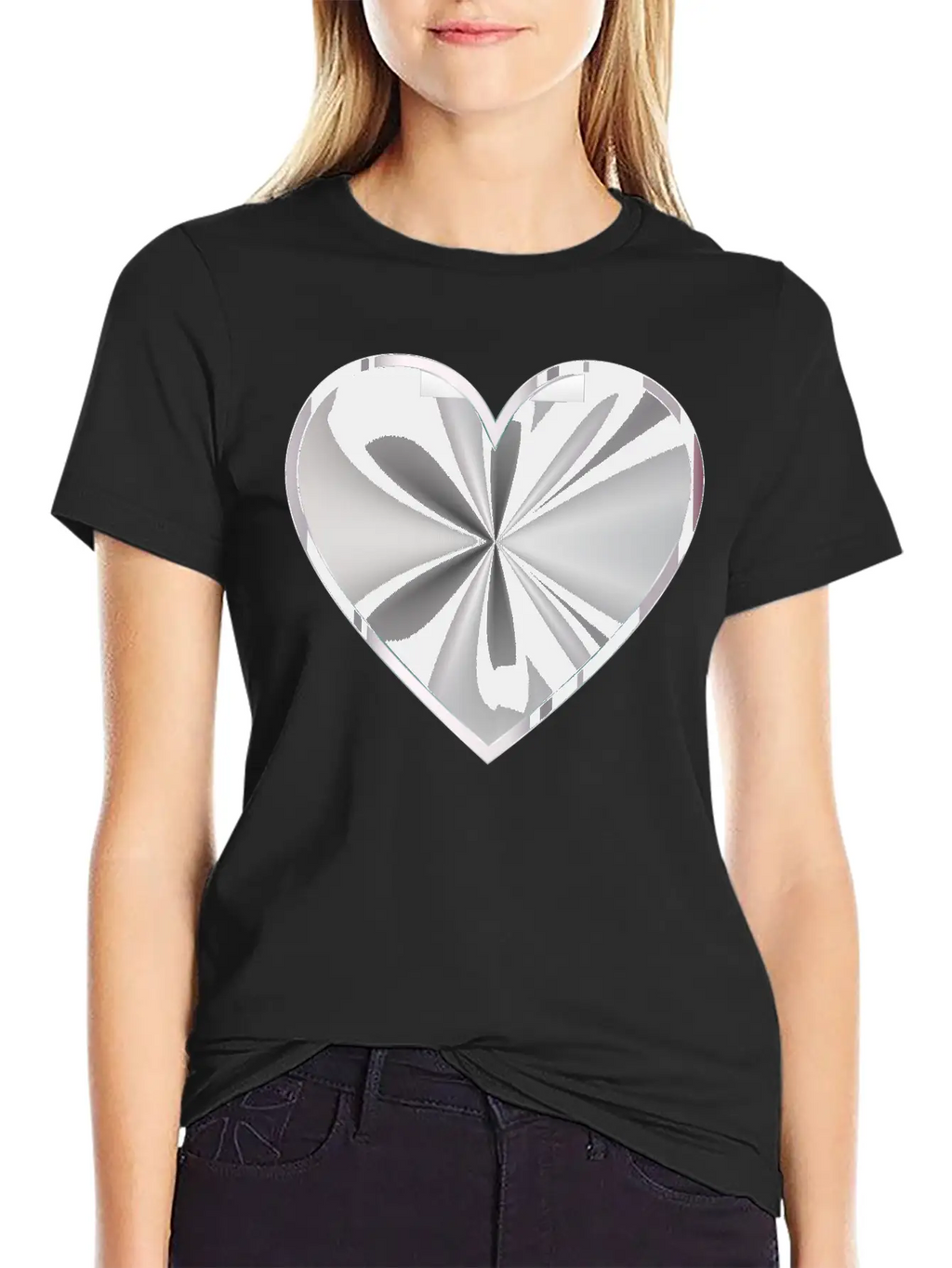Silver Radiating Heart Classic Cotton Tee – Unisex Comfort For Any Season