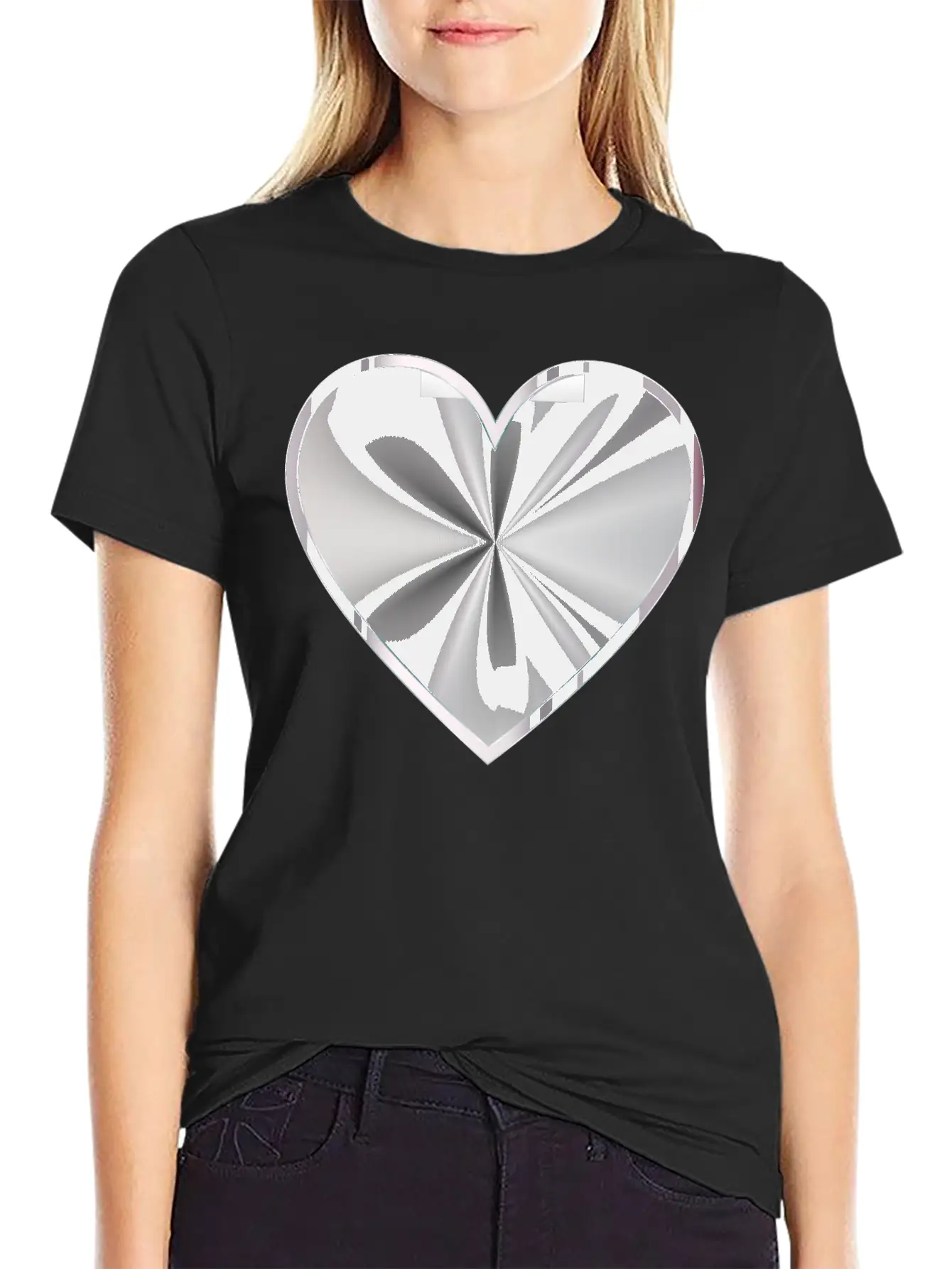 Silver Radiating Heart Classic Cotton Tee – Unisex Comfort For Any Season