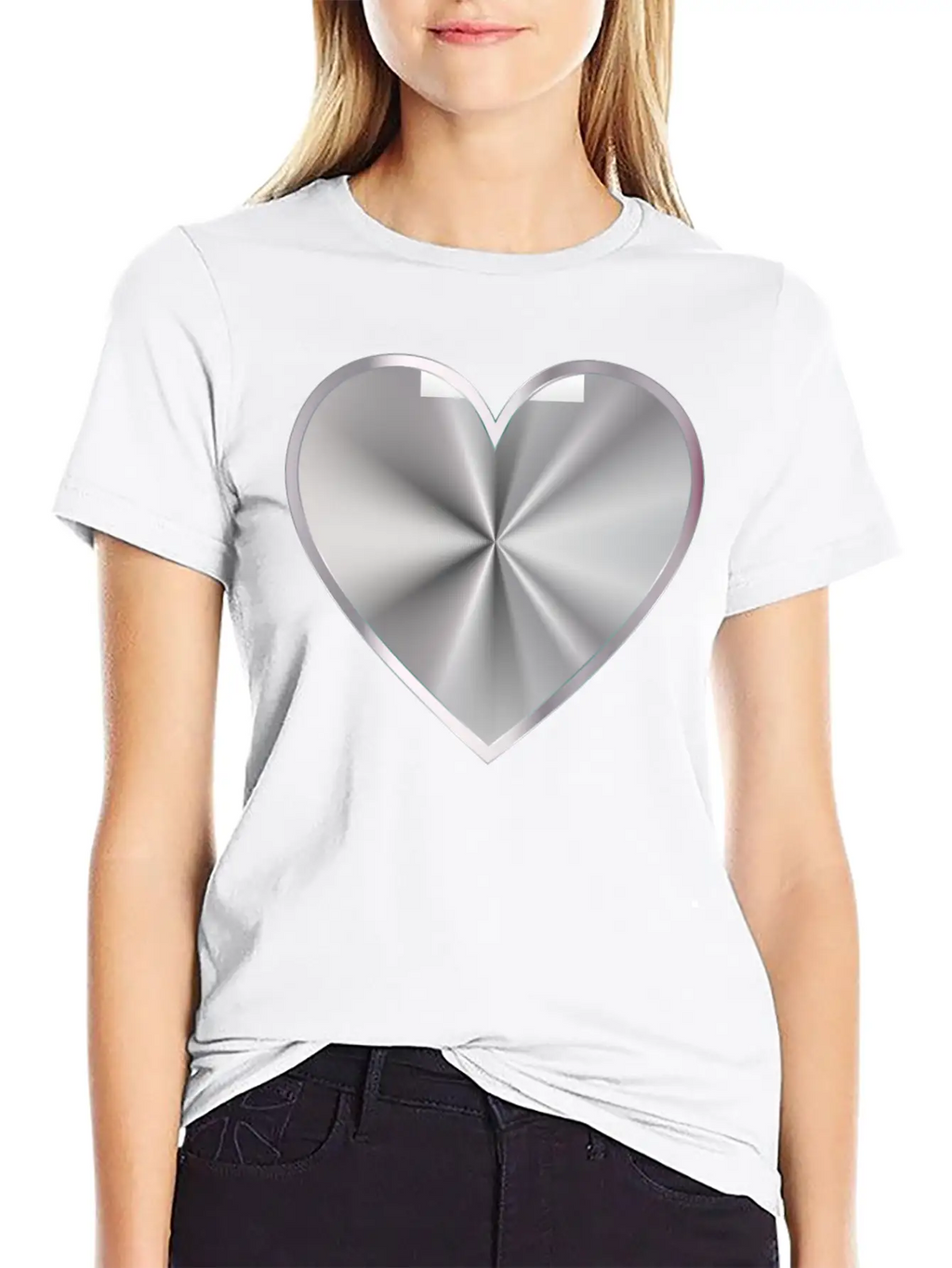 Silver Radiating Heart Classic Cotton Tee – Unisex Comfort For Any Season