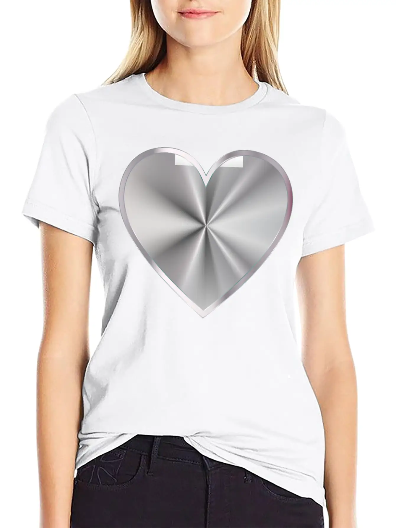 Silver Radiating Heart Classic Cotton Tee – Unisex Comfort For Any Season