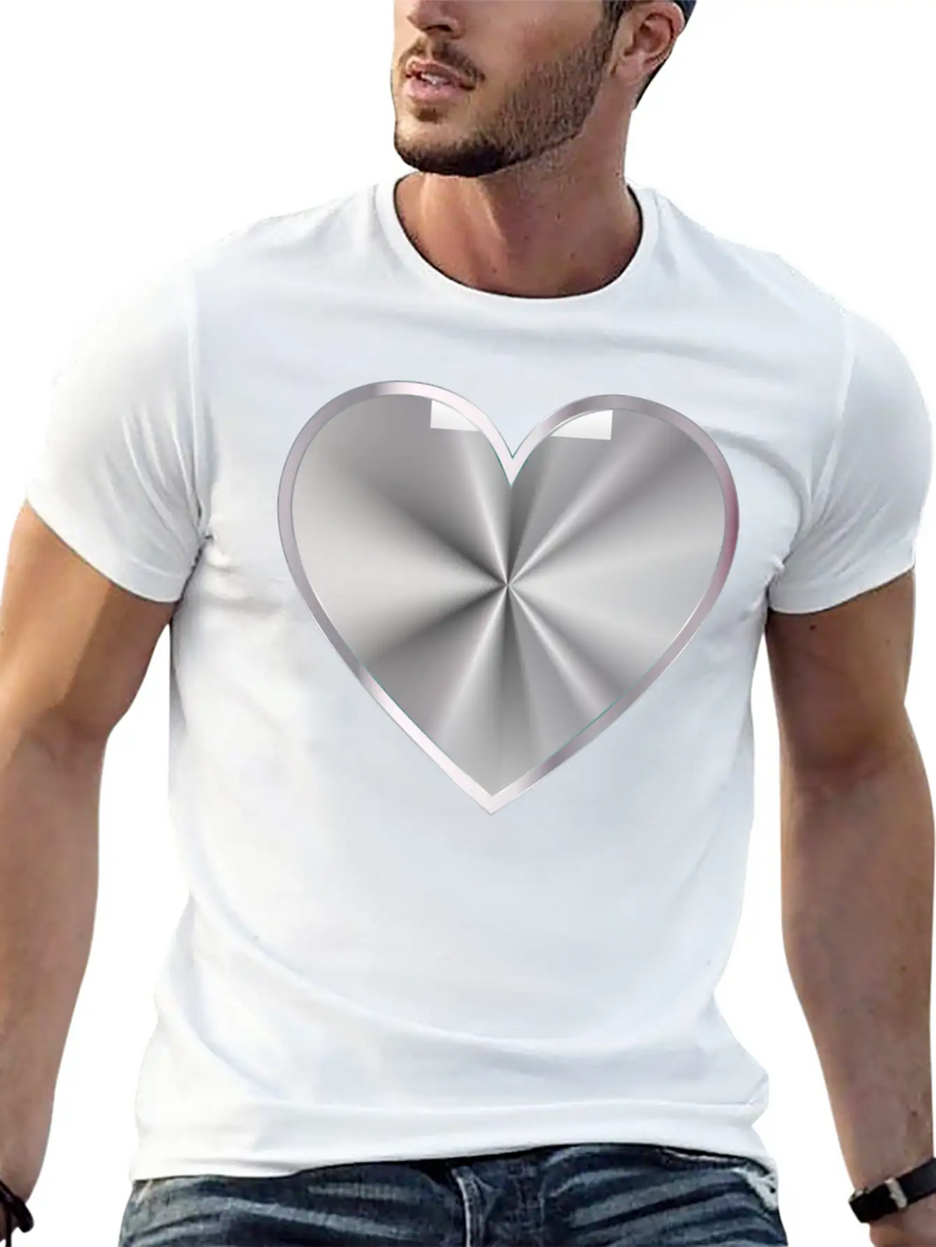 Silver Radiating Heart Classic Cotton Tee – Unisex Comfort For Any Season