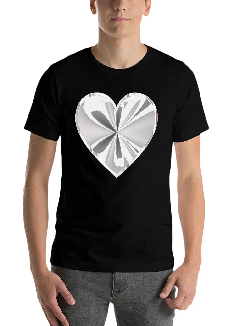 Silver Radiating Heart Classic Cotton Tee – Unisex Comfort For Any Season