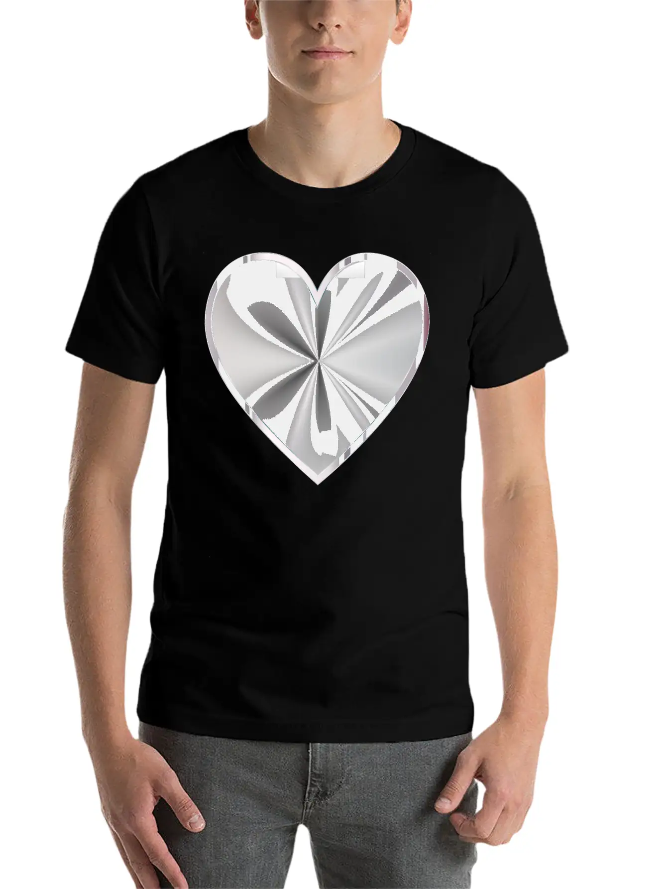 Silver Radiating Heart Classic Cotton Tee – Unisex Comfort For Any Season
