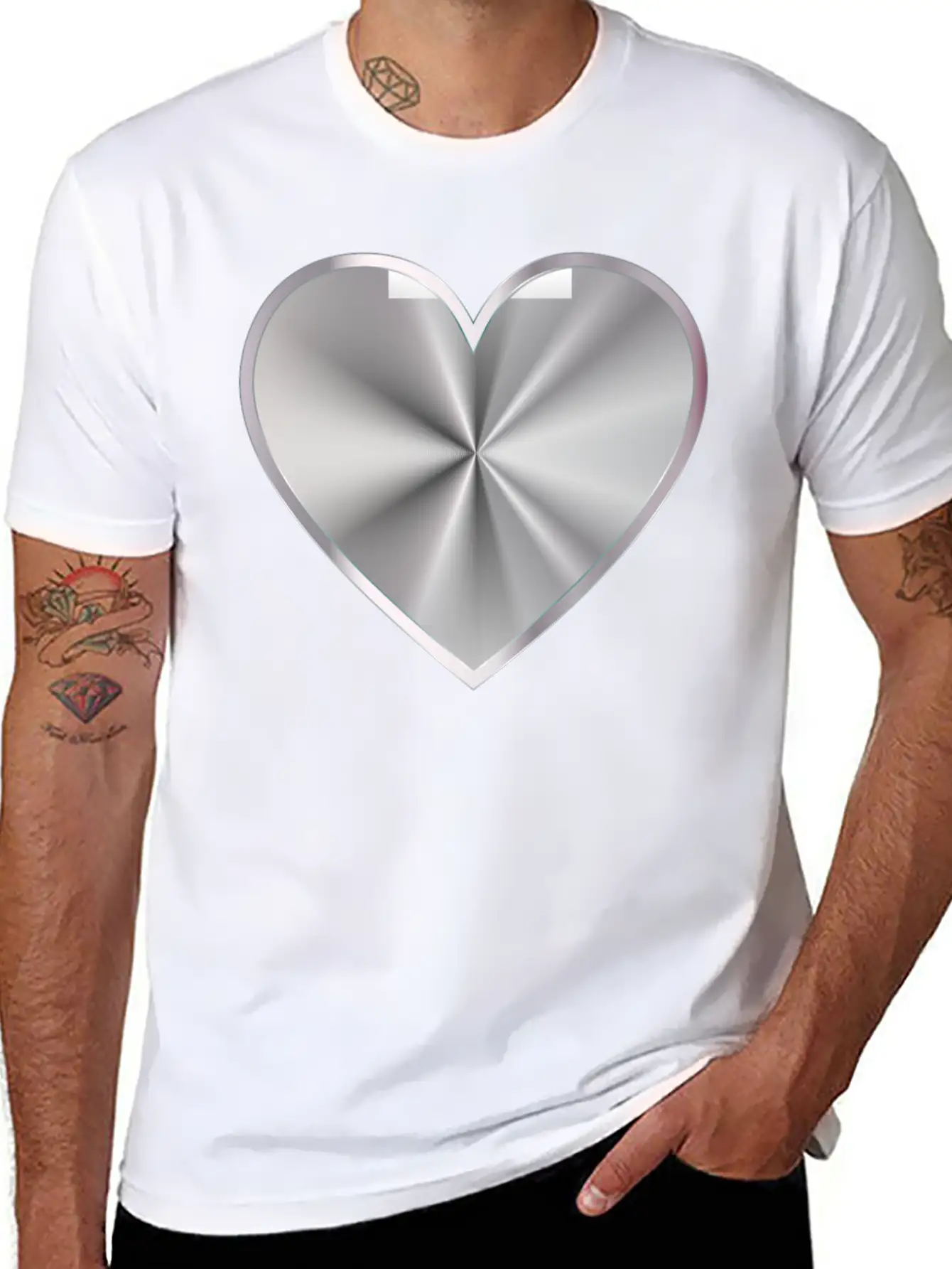 Silver Radiating Heart Classic Cotton Tee – Unisex Comfort For Any Season
