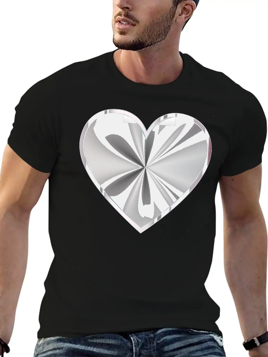 Silver Radiating Heart Classic Cotton Tee – Unisex Comfort For Any Season