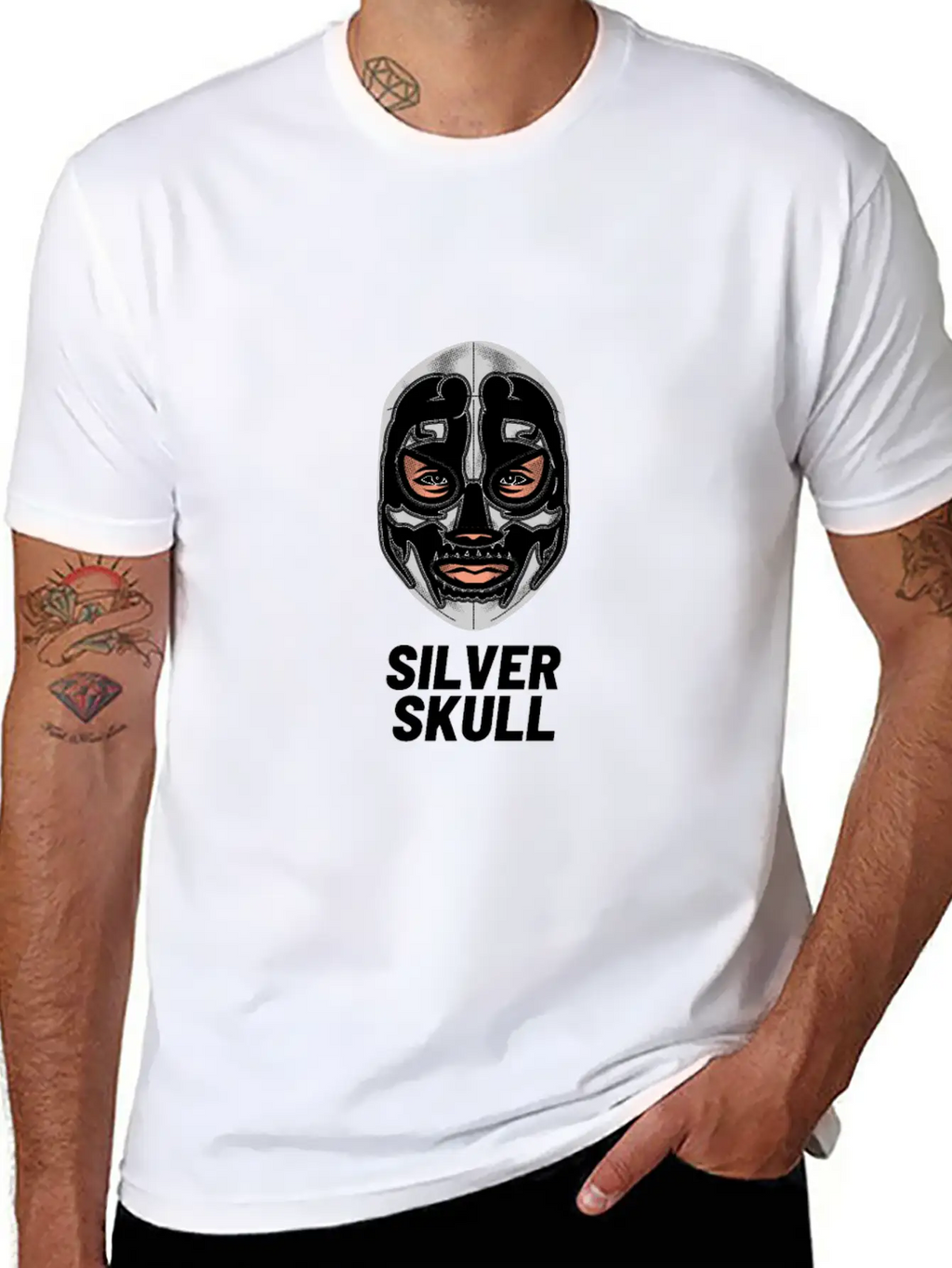 Silver Skull Wrestling T-Shirt Essential Cotton Tee For Daily Outfits – Unisex Style