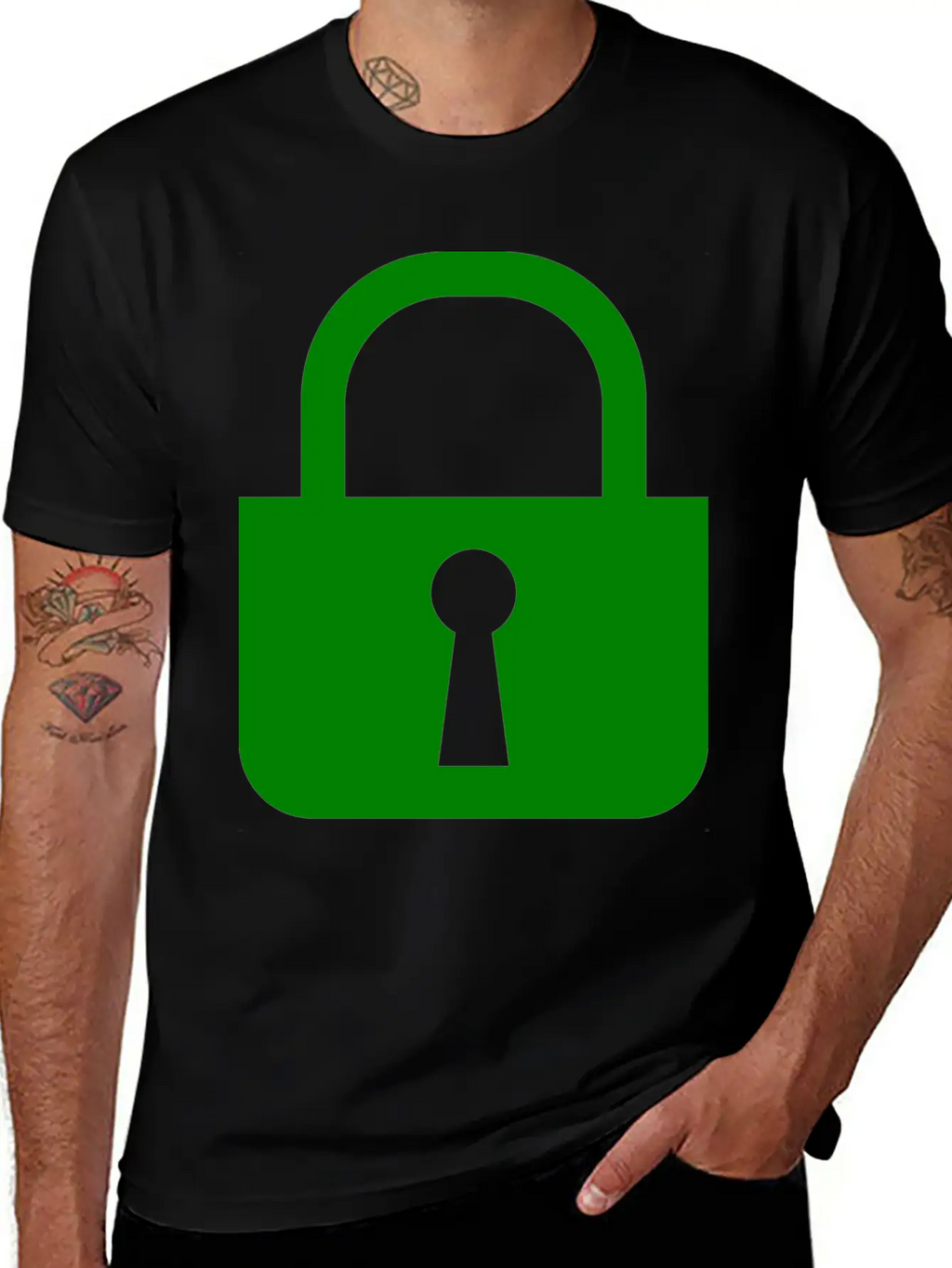 Simple, Flat Padlock Basic Graphic T-Shirt – Daily Comfort In Soft Cotton