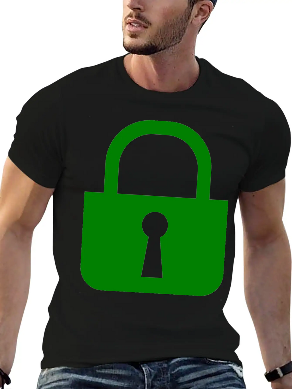Simple, Flat Padlock Basic Graphic T-Shirt – Daily Comfort In Soft Cotton