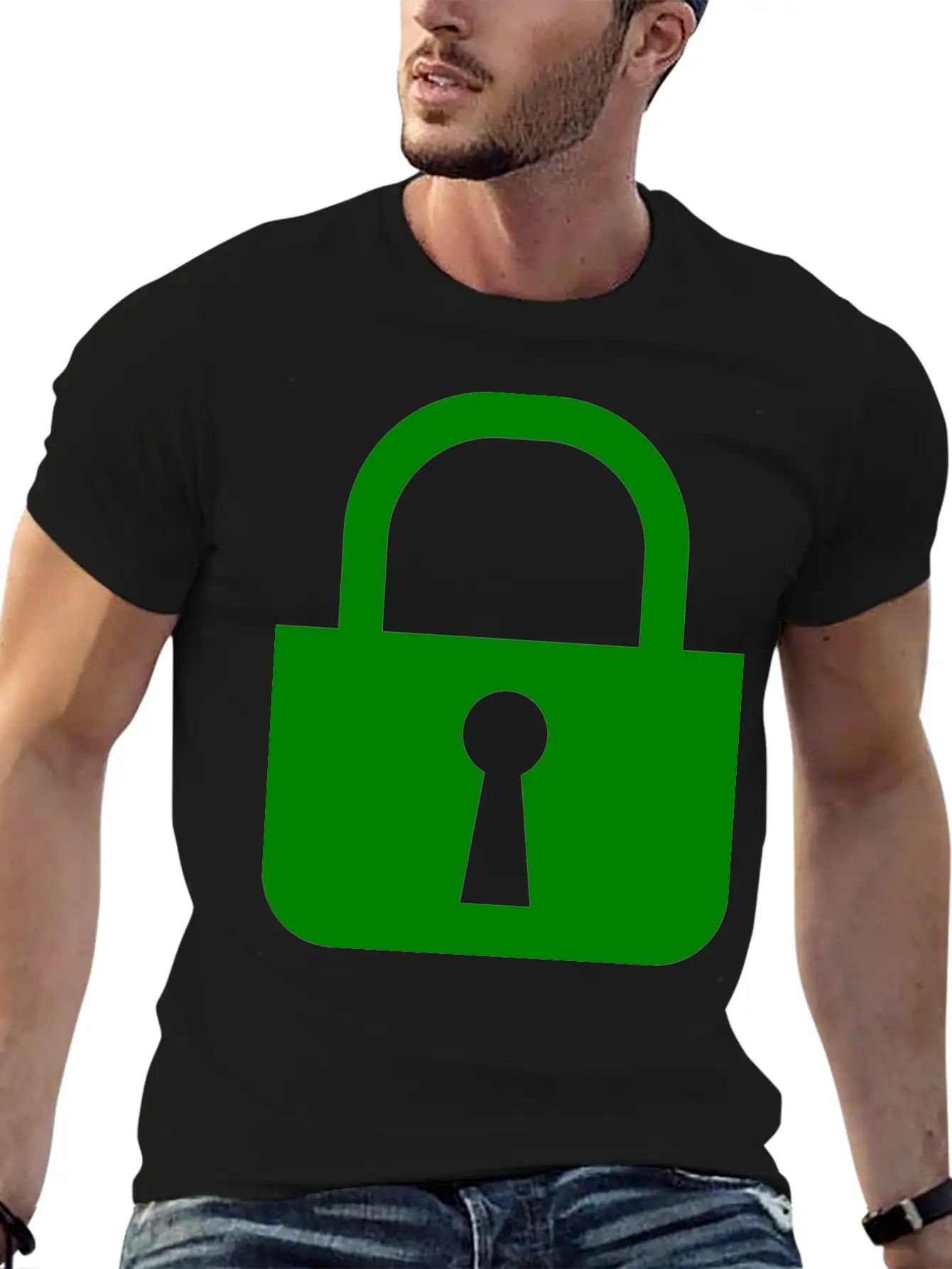 Simple, Flat Padlock Basic Graphic T-Shirt – Daily Comfort In Soft Cotton