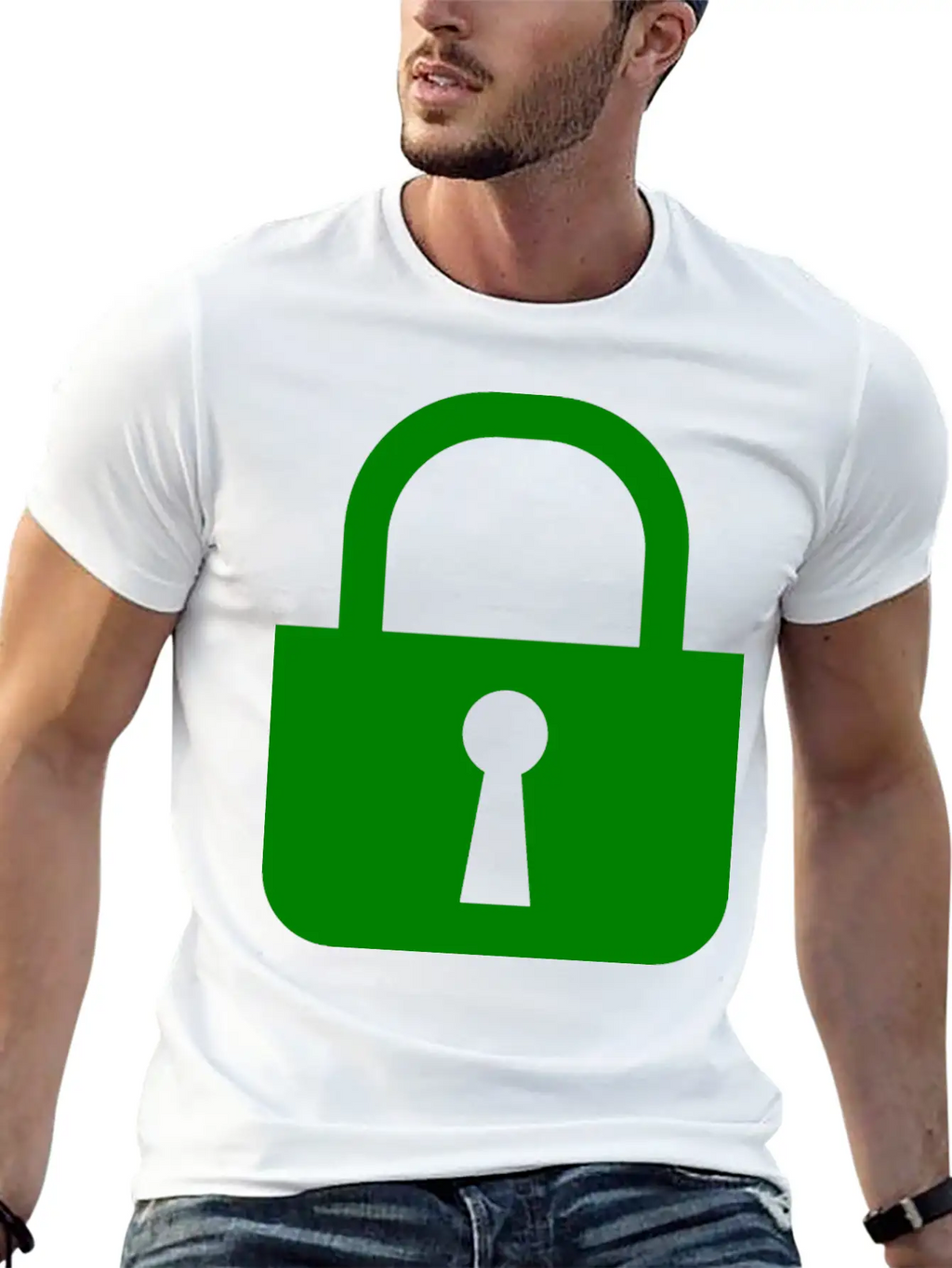 Simple, Flat Padlock Basic Graphic T-Shirt – Daily Comfort In Soft Cotton