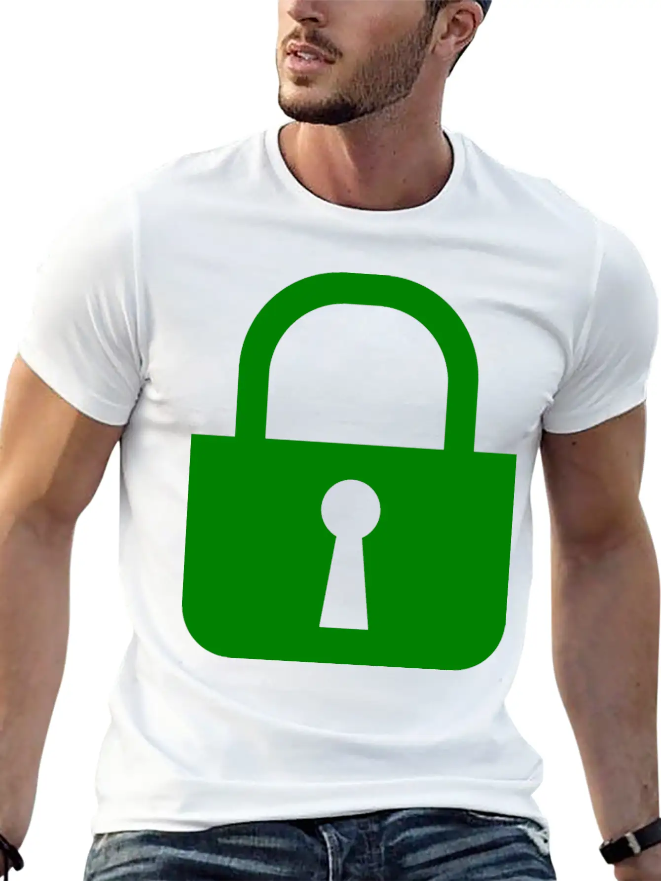 Simple, Flat Padlock Basic Graphic T-Shirt – Daily Comfort In Soft Cotton