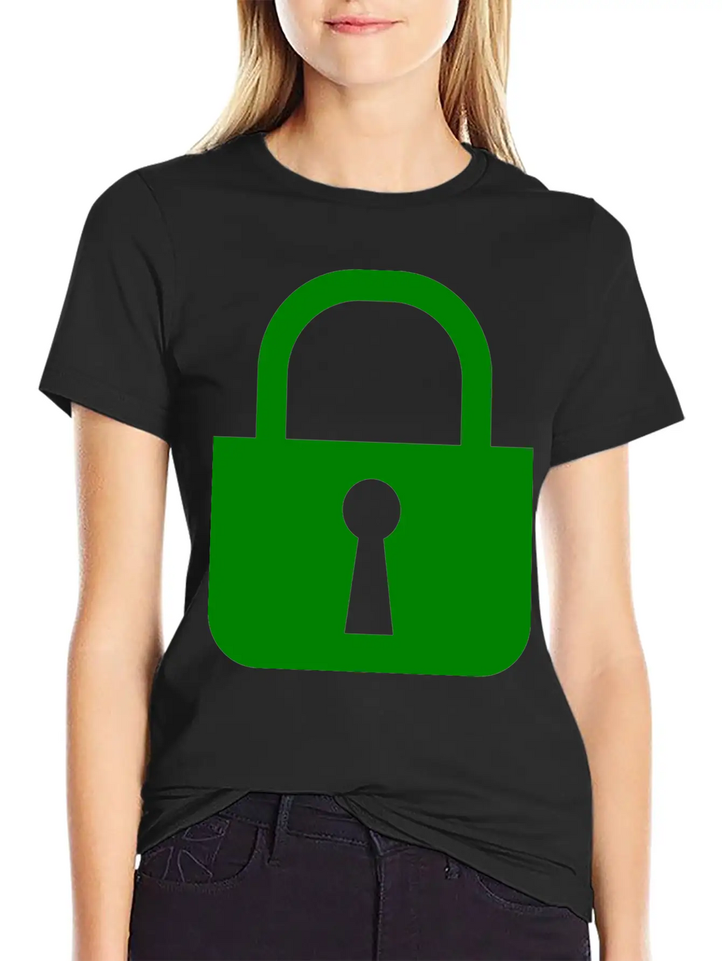 Simple, Flat Padlock Basic Graphic T-Shirt – Daily Comfort In Soft Cotton