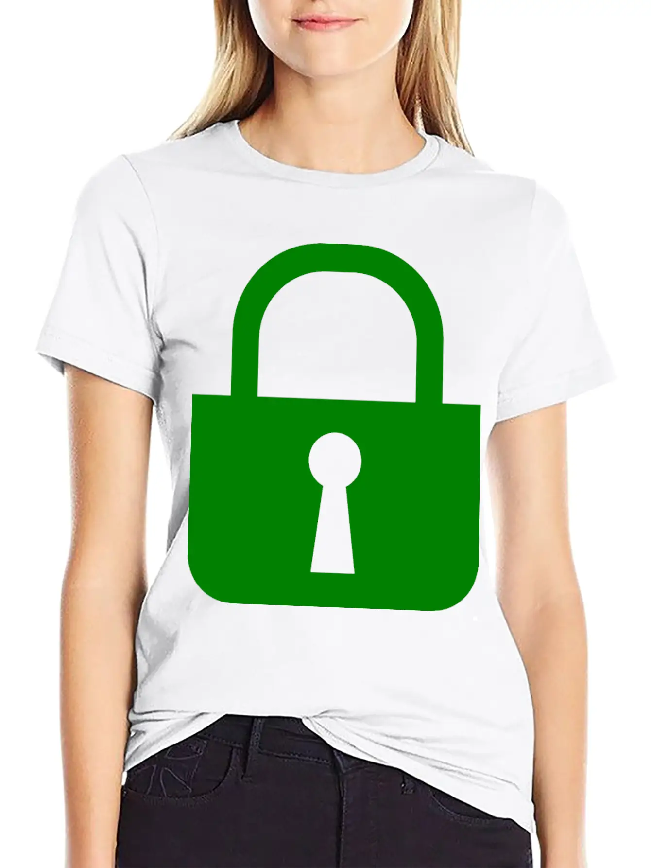 Simple, Flat Padlock Basic Graphic T-Shirt – Daily Comfort In Soft Cotton